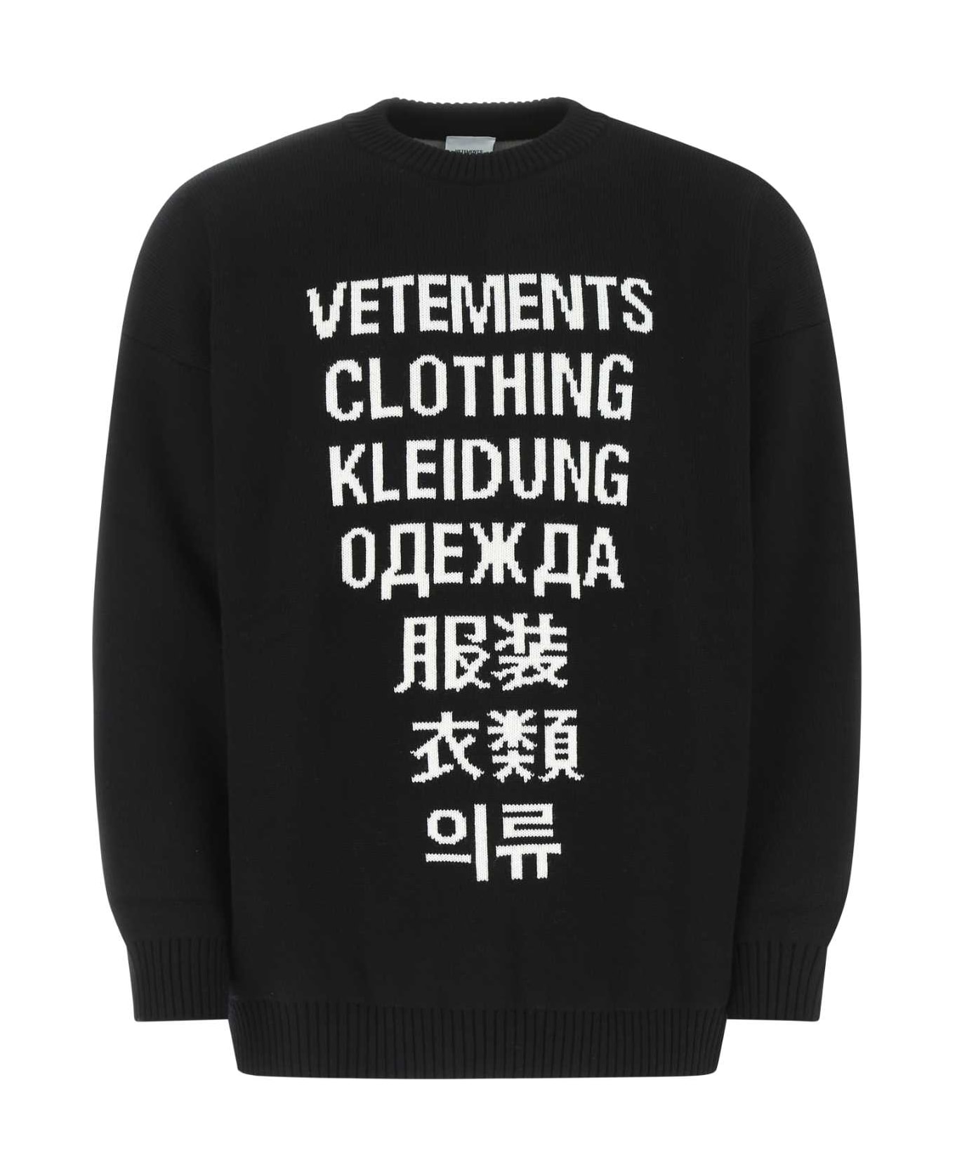 VETEMENTS Black Wool Oversize Sweater - BLACK フリース