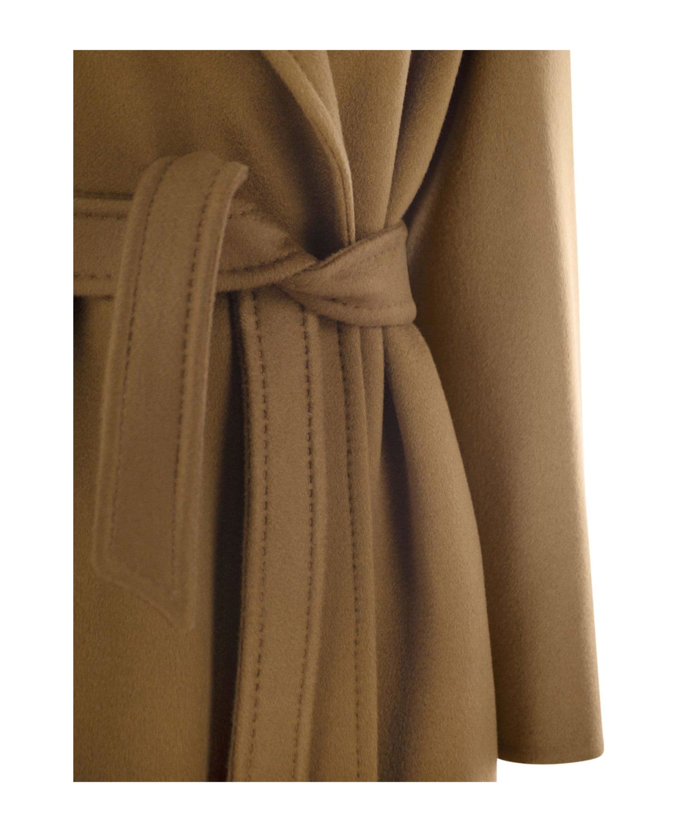 Max Mara Melinda Belted Long-sleeved Coat - Leather Brown