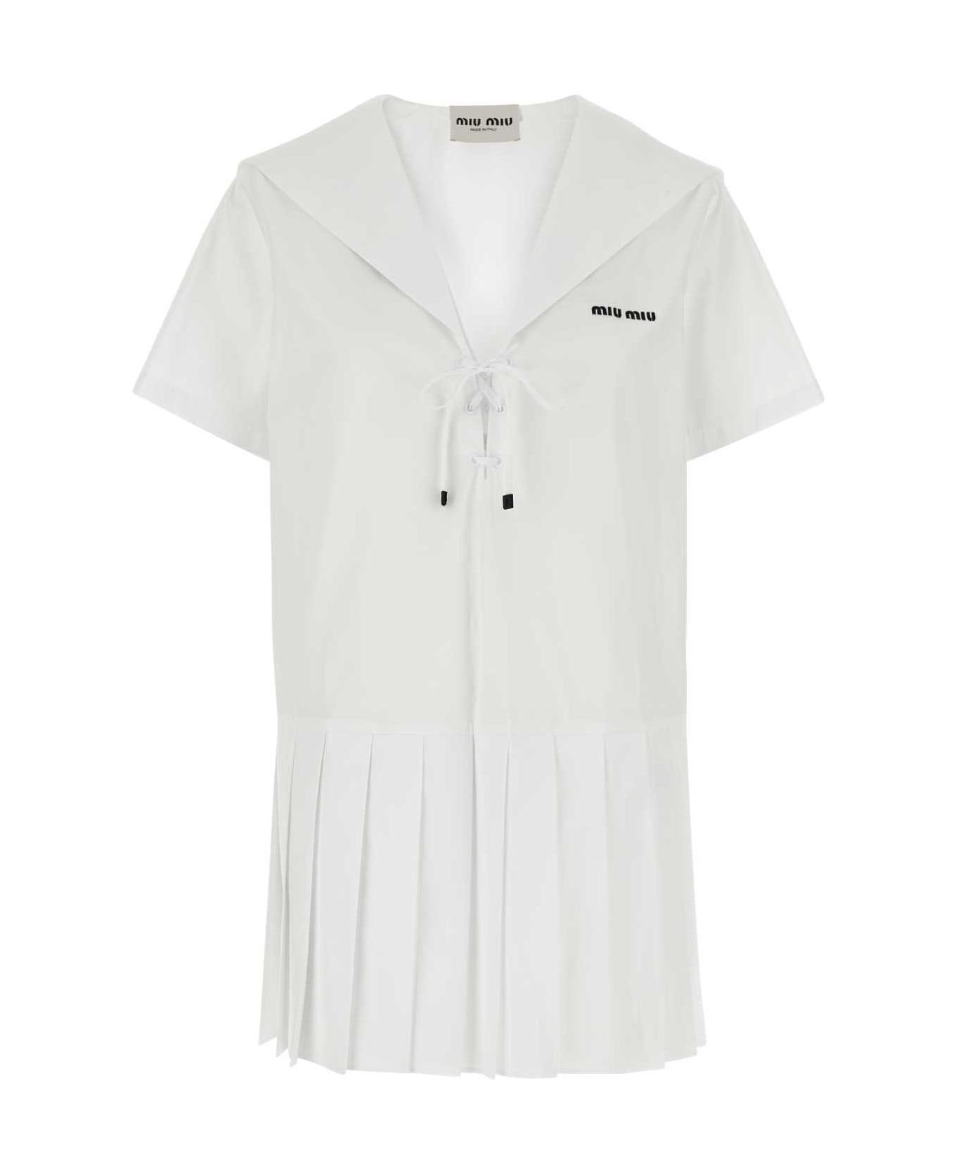 Miu Miu White Poplin Dress - BIANCO