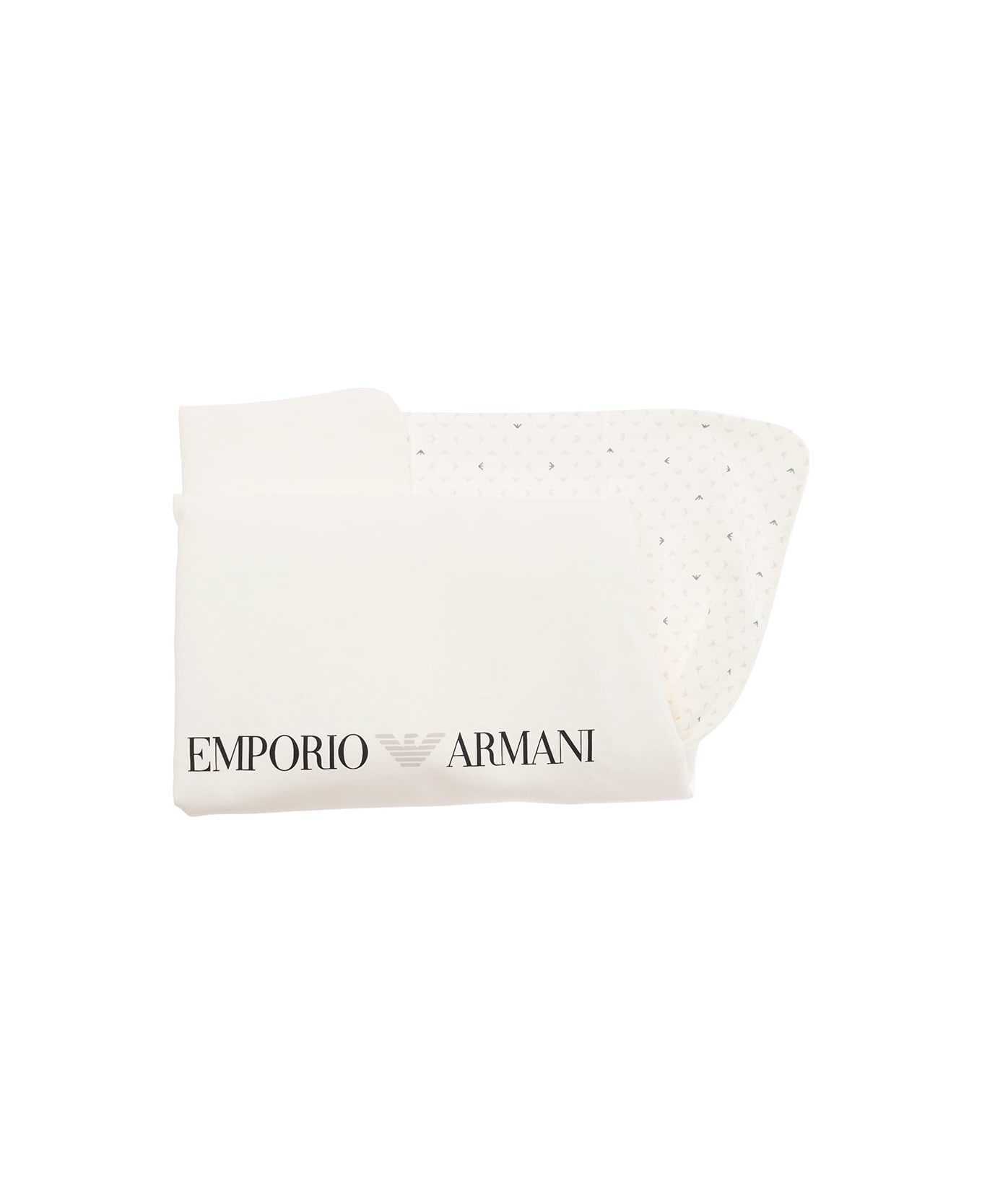 Emporio Armani White Blanket With Contrasting Logo Detail In Cotton - White