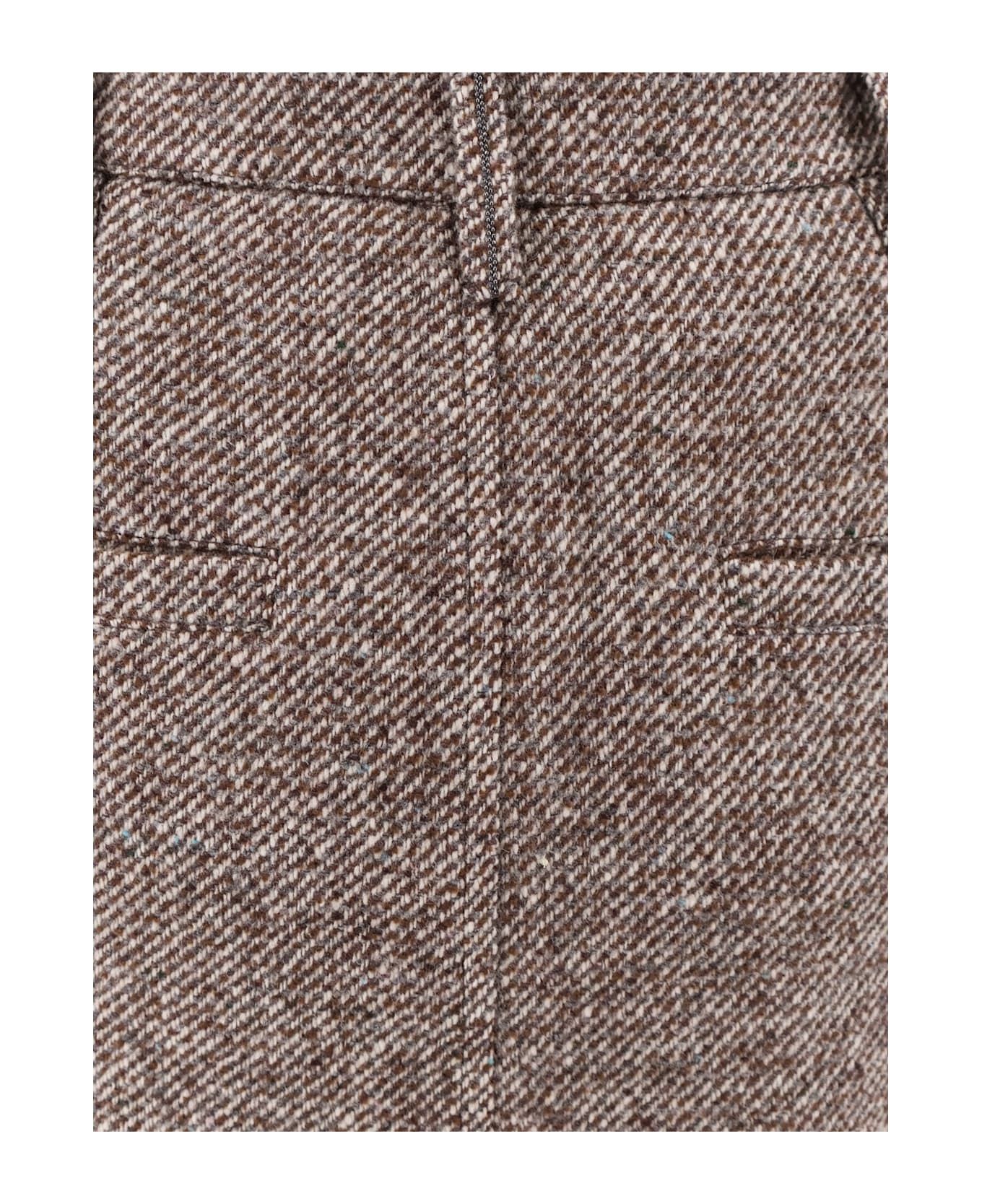 Brunello Cucinelli Wool Blend Pencil Skirt - BROWN MULTI