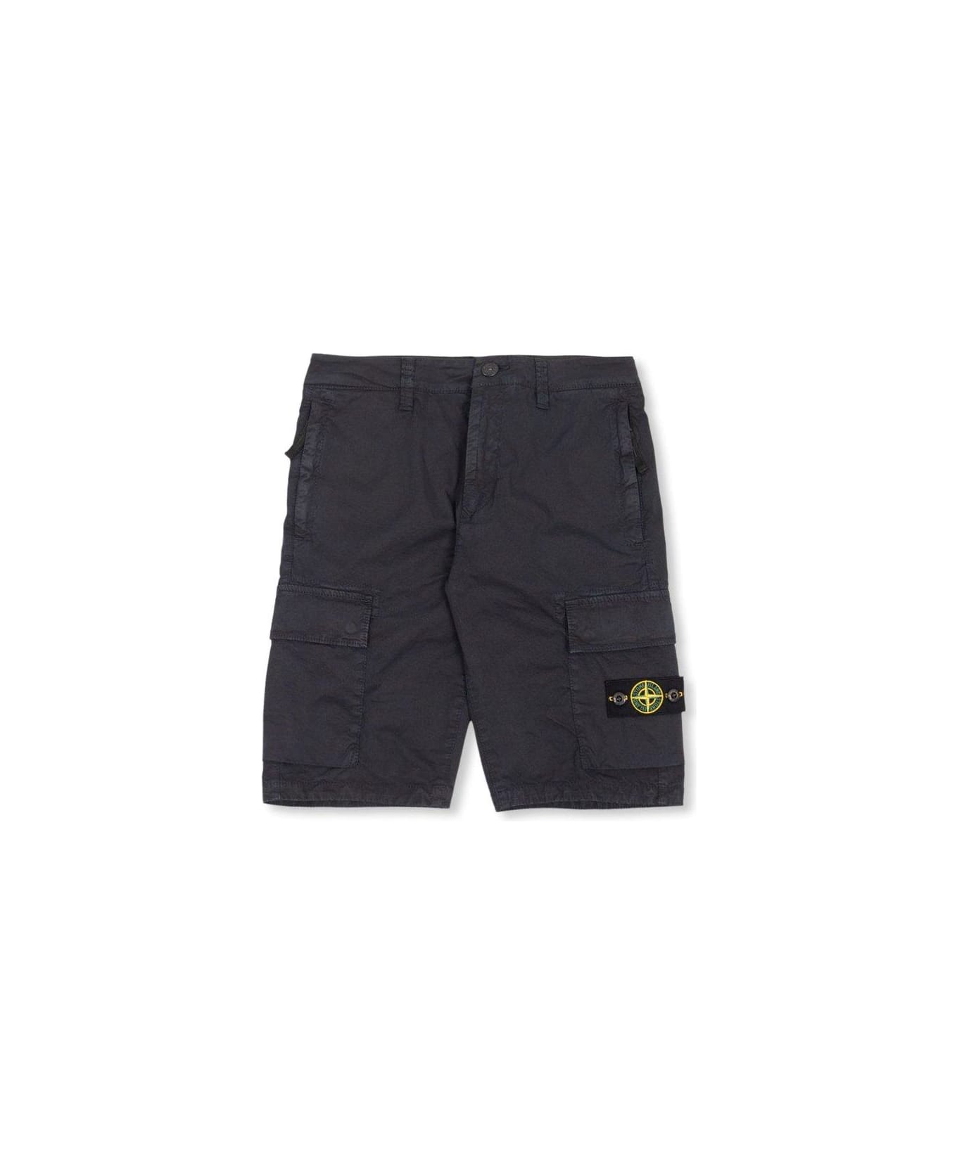 Stone Island Junior Compass Patch Knee-length Cargo Shorts - Blu Navy