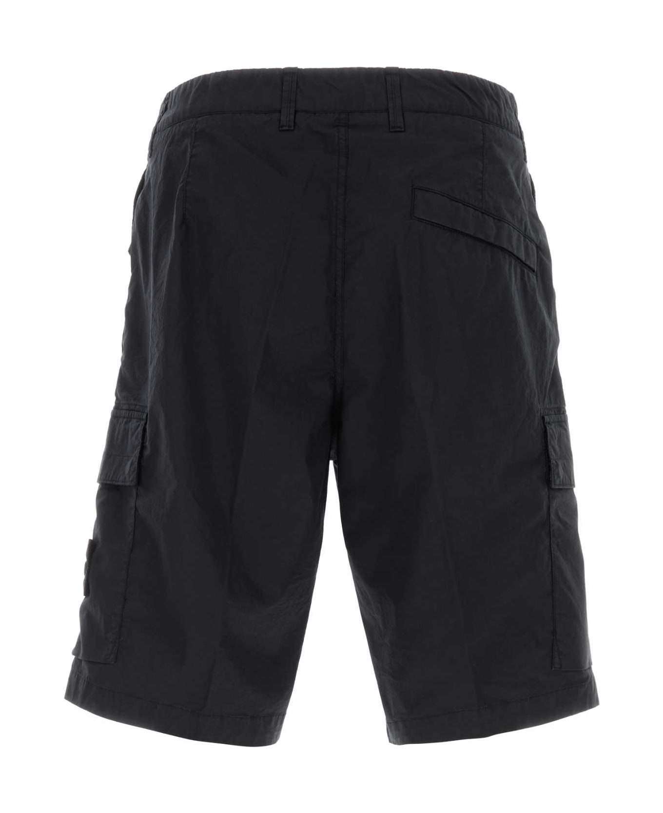 Stone Island Midnight Blue Stretch Cotton Bermuda Shorts - NAVY
