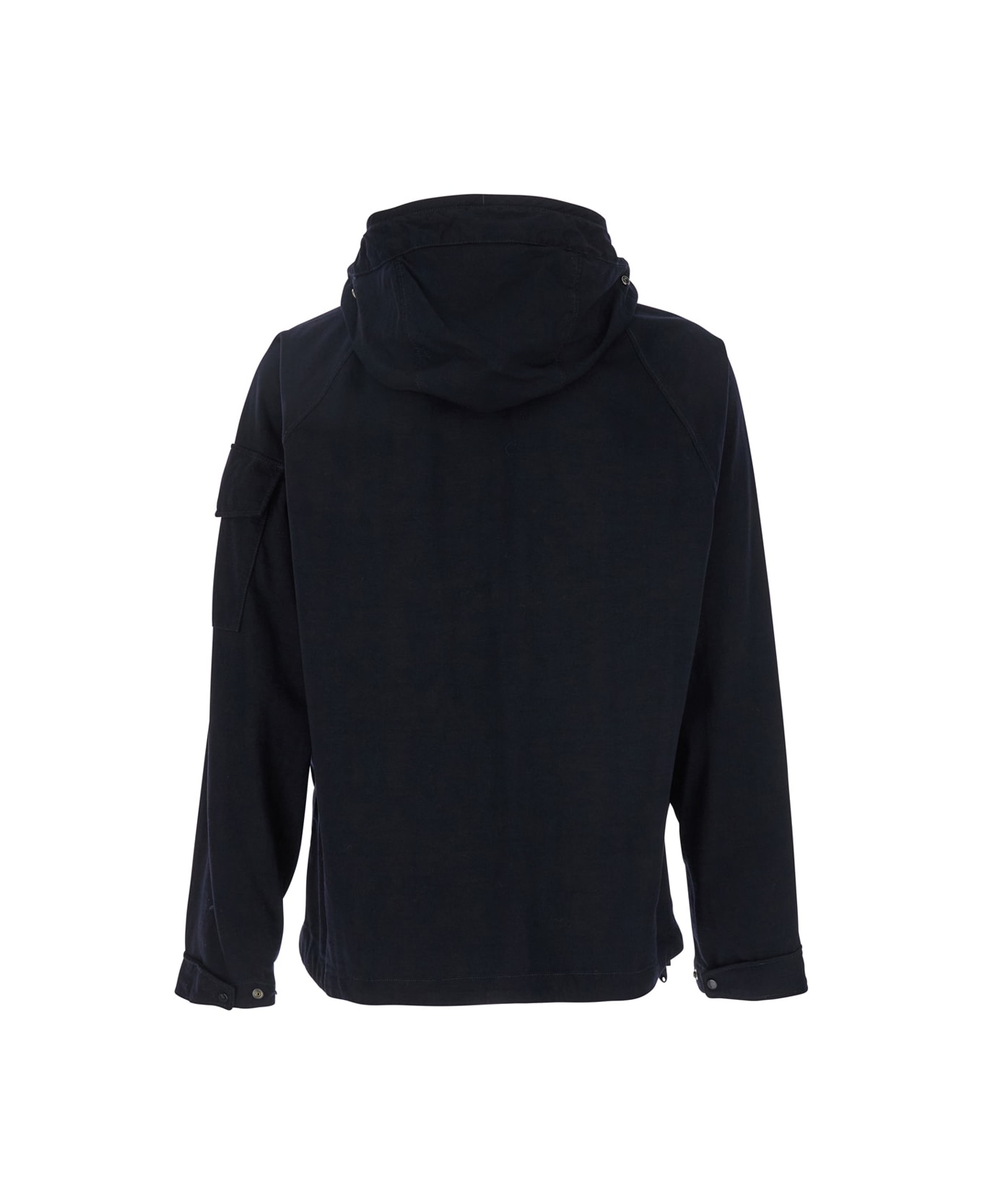 C.P. Company Blue Jacket With Explorer Hood And Adjustable Drawstring Waist In Tech Fabric Man - Blu