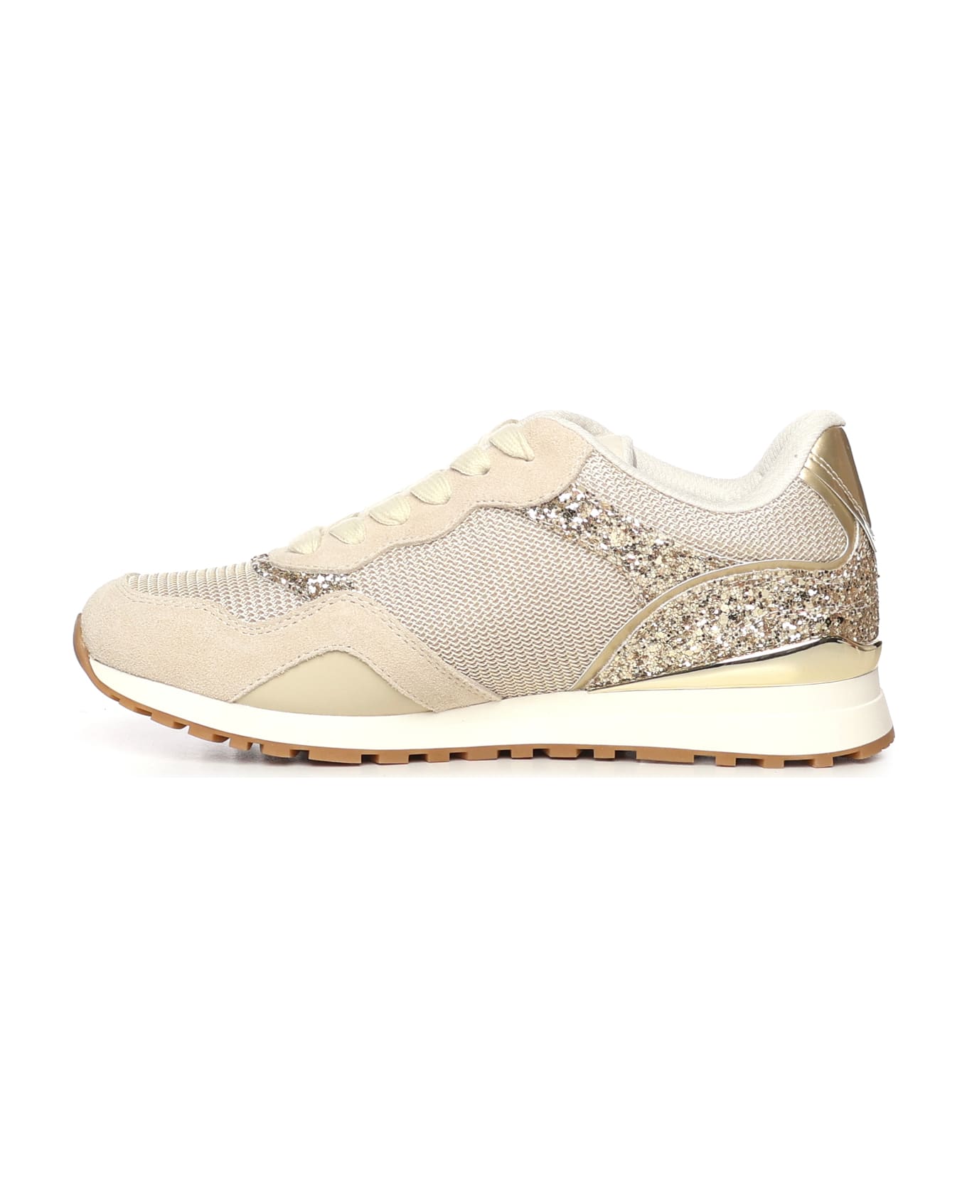 Liu-Jo Glitter And Mesh Sneakers - Light Gold