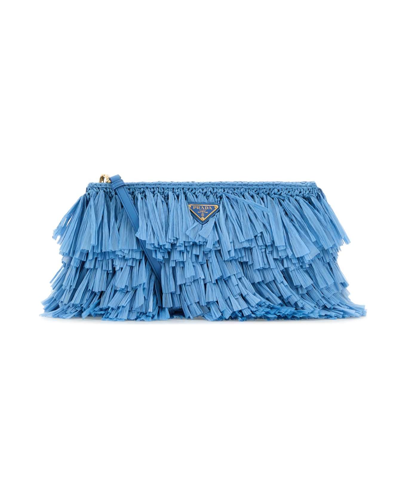 Prada Light Blue Crochet Clutch - CELESTE