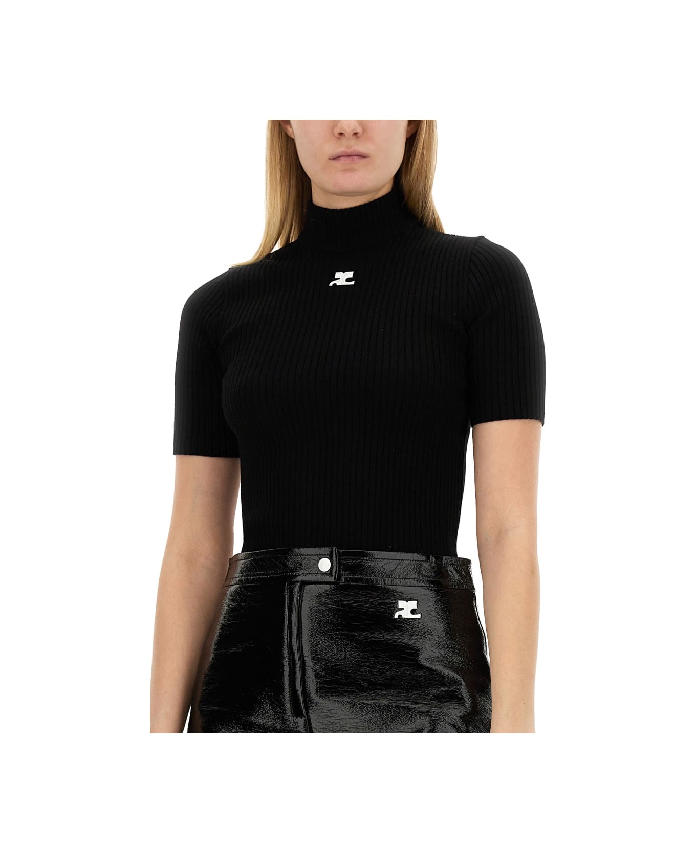 Courrèges Jersey With Logo - BLACK