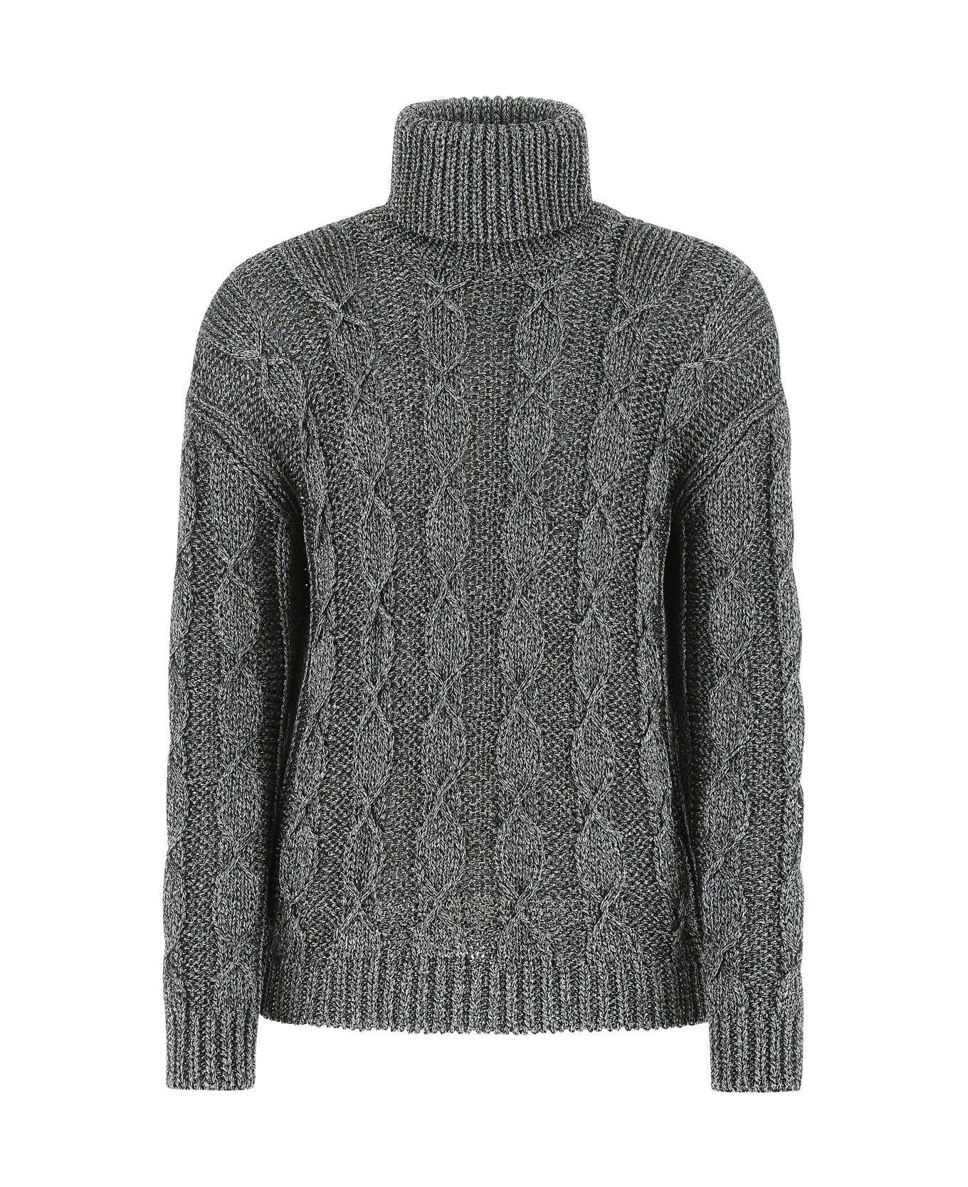 Saint Laurent Melange Grey Viscose Blend Sweater - SILVER