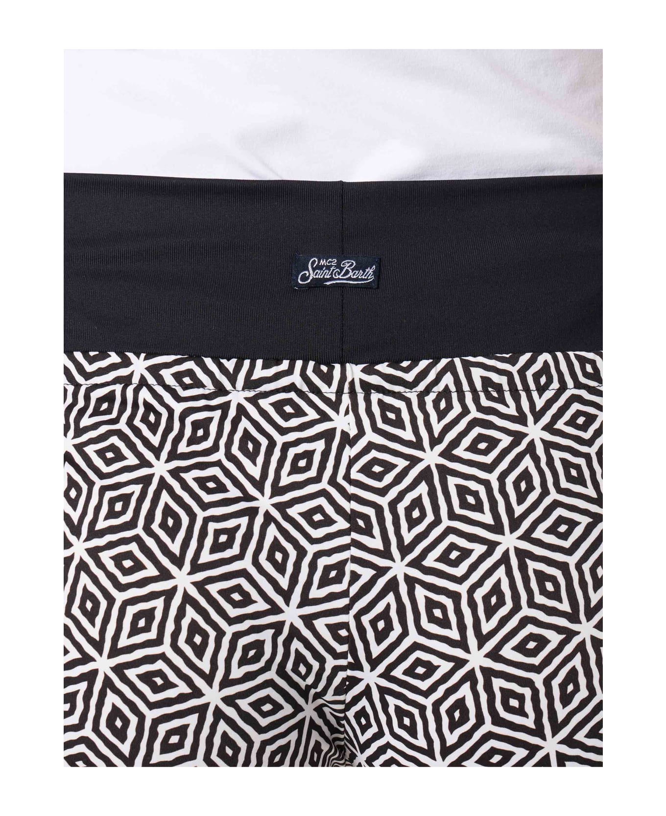 MC2 Saint Barth Woman Beach Shorts With Geometric Print - BLACK