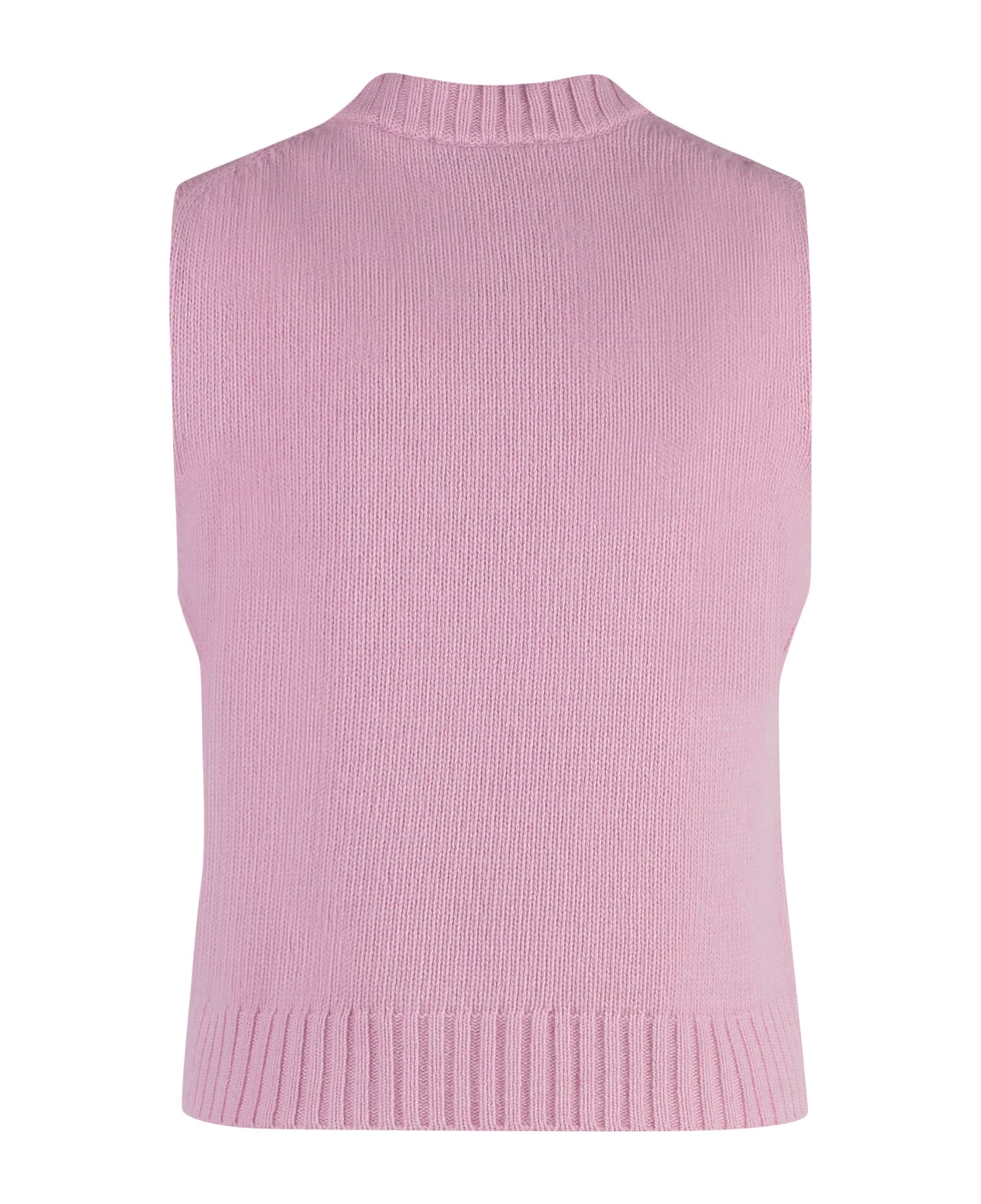 Ganni Wool Blend Knitted Front Vest - Pink