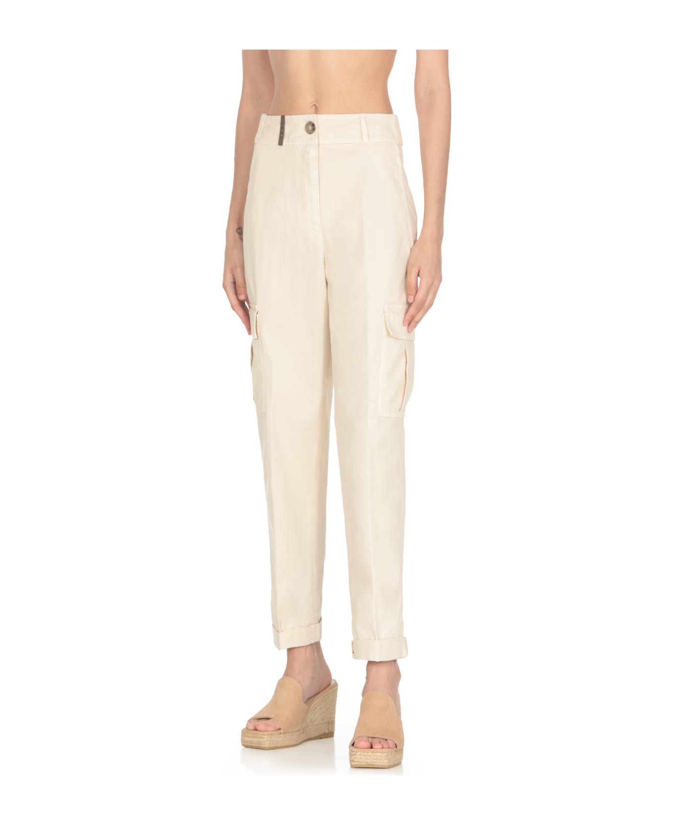 Peserico Cotton Cargo Pants - Ivory