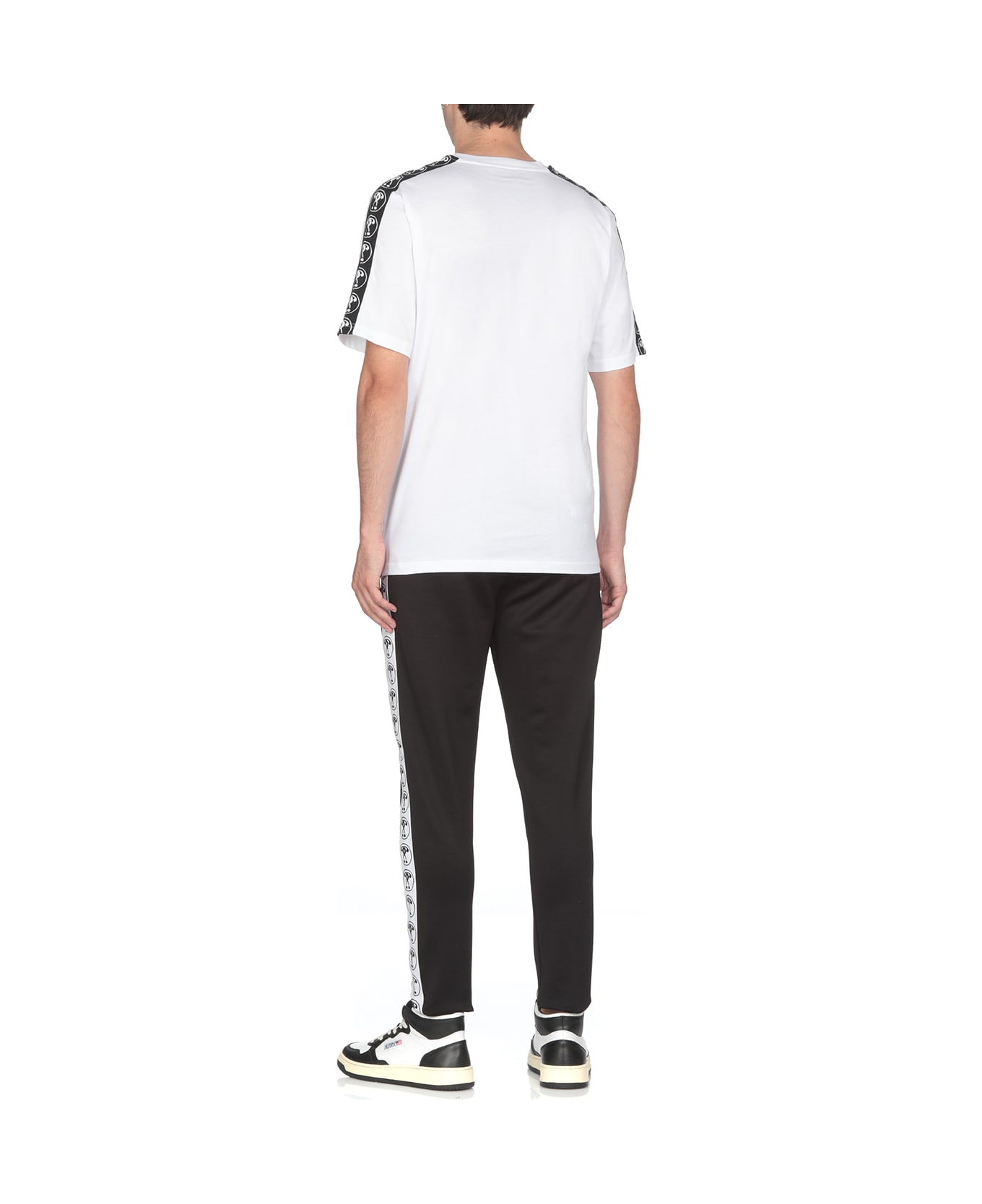 Moschino T-shirt With Double Question Mark Logo - Fantasia Bianco