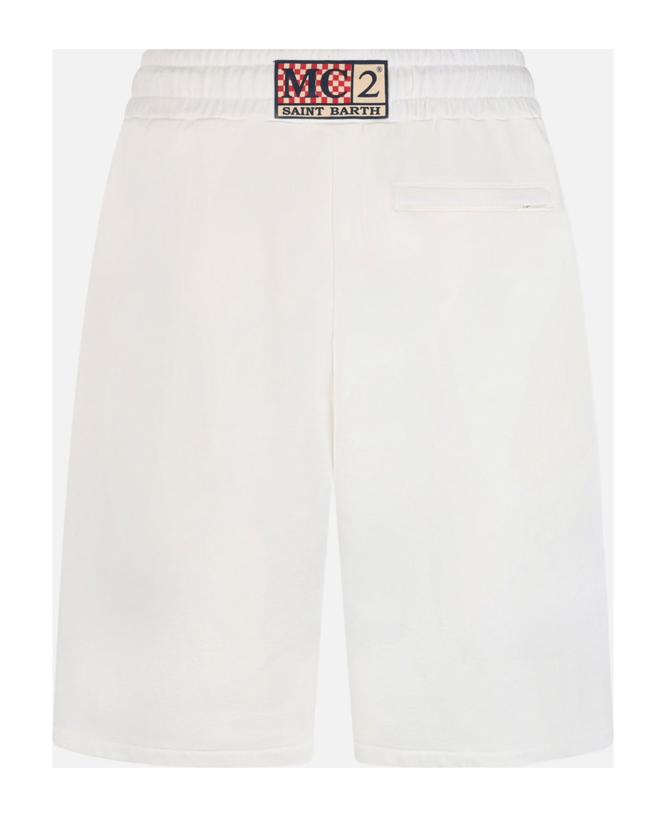 MC2 Saint Barth Man White Cotton Fleece Bermuda Shorts Randle - WHITE