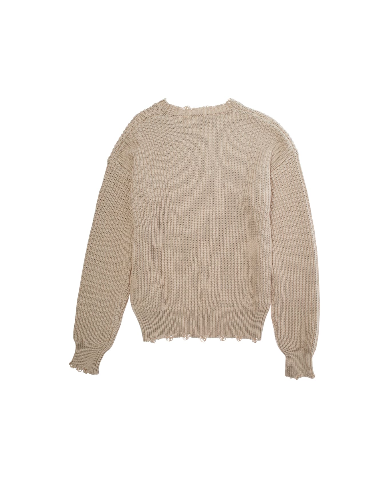 Dsquared2 Beige Crewneck Sweater With Logo Lettering On The Front And Embroidery On The Front In Cotton Boy - Grey