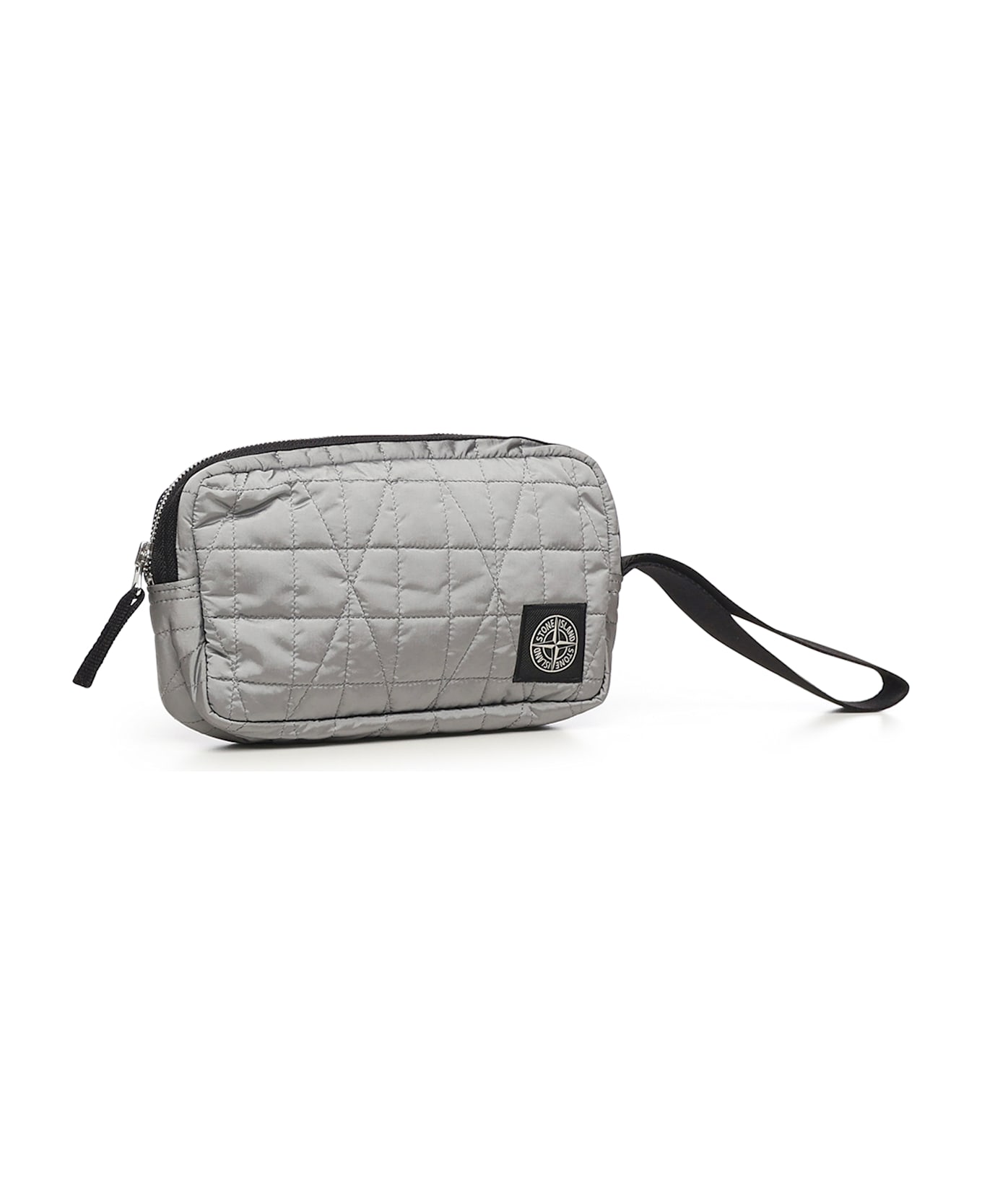 Stone Island Metallic Nylon Clutch With Logo - Grey