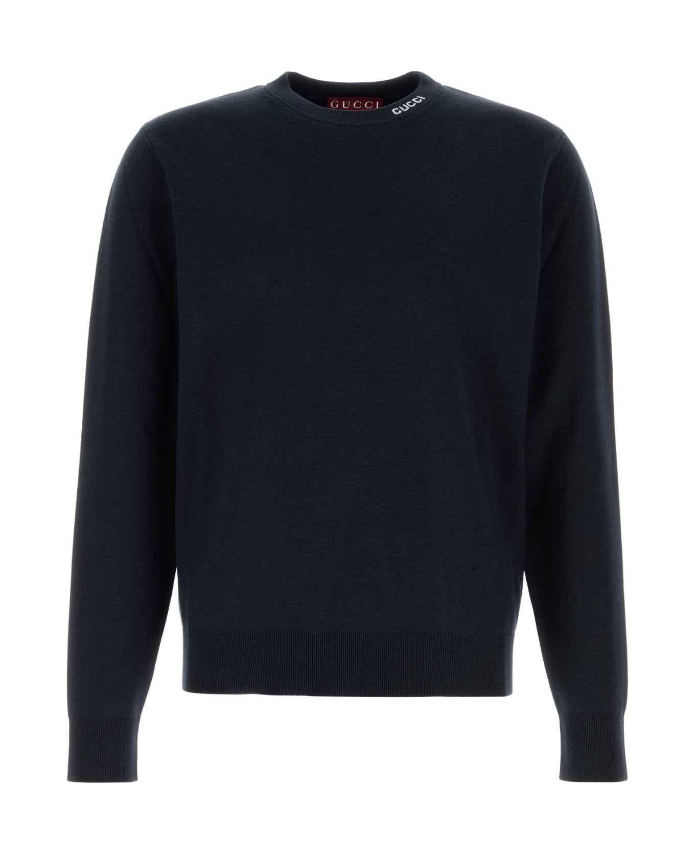 Gucci Midnight Blue Silk Blend Sweater - NAVYWHITE