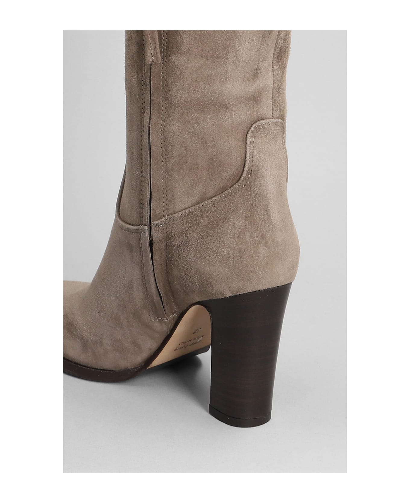 Julie Dee High Heels Boots In Taupe Suede - taupe