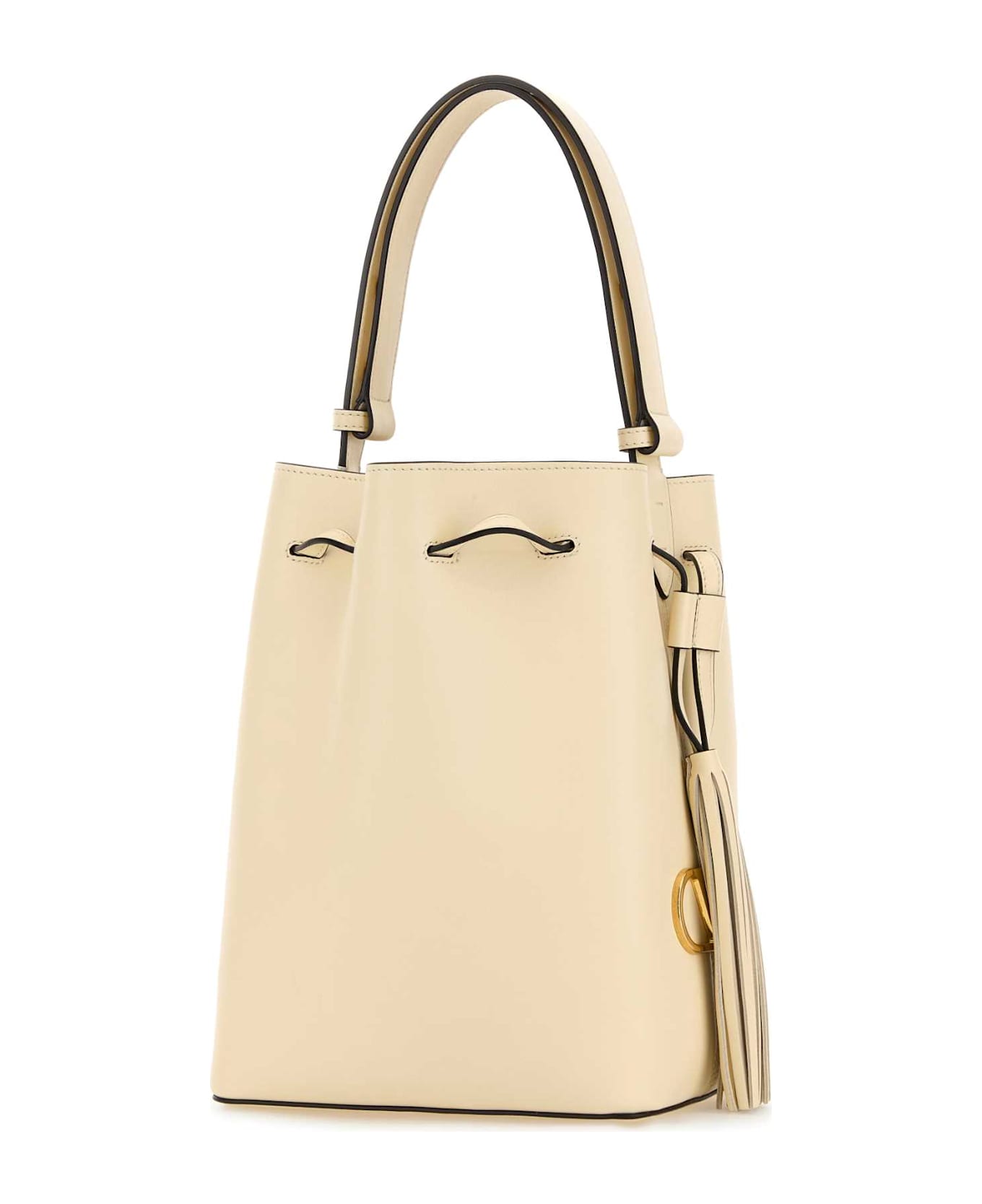 Valentino Garavani Ivory Leather Vlogo Signature Bucket Bag - BUTTERWHITE