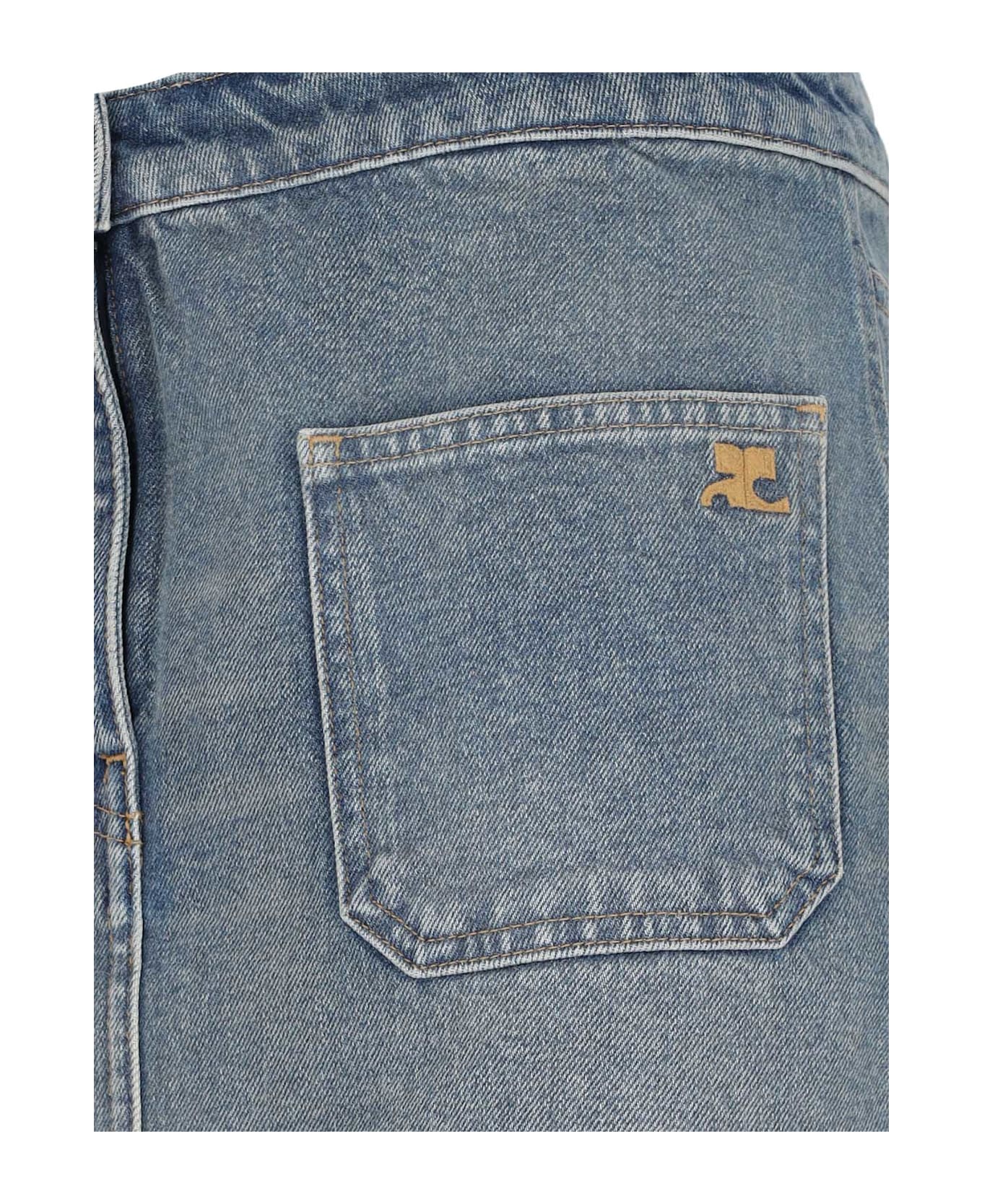 Courrèges Denim Mini Skirt - Blue