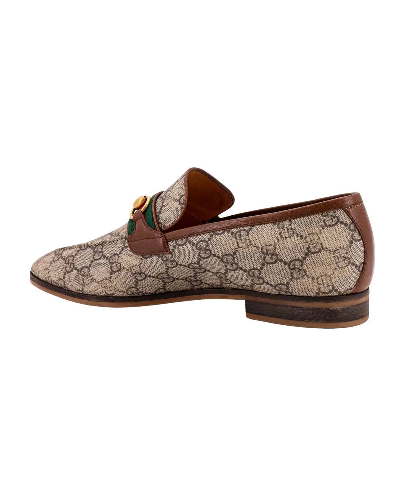 Gucci Leather Monogram Loafers - Beige