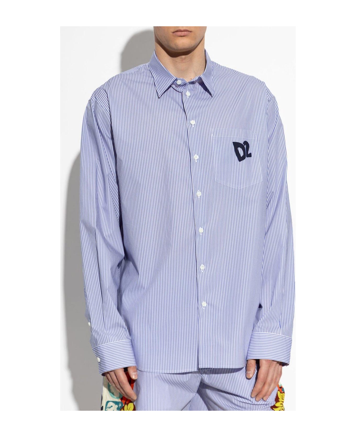 Dsquared2 Summer Lovers Oversized Pinstriped Shirt - BLUE/WHITE