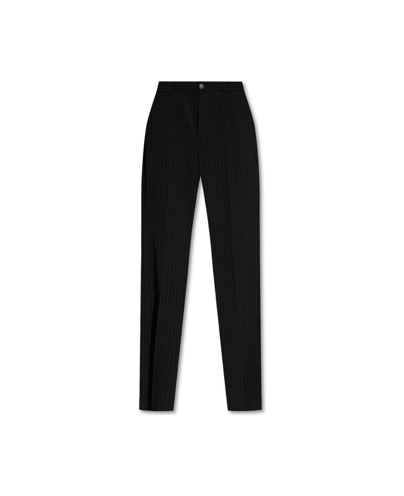 Balenciaga Pinstriped Pleat Front Trousers - Nero