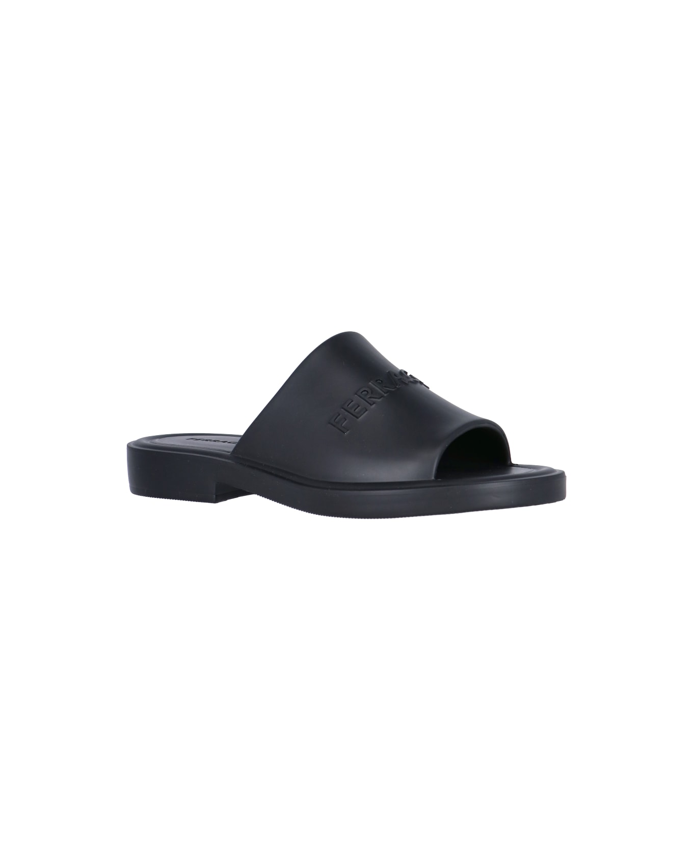 Ferragamo Logo Slide Sandals - Black  