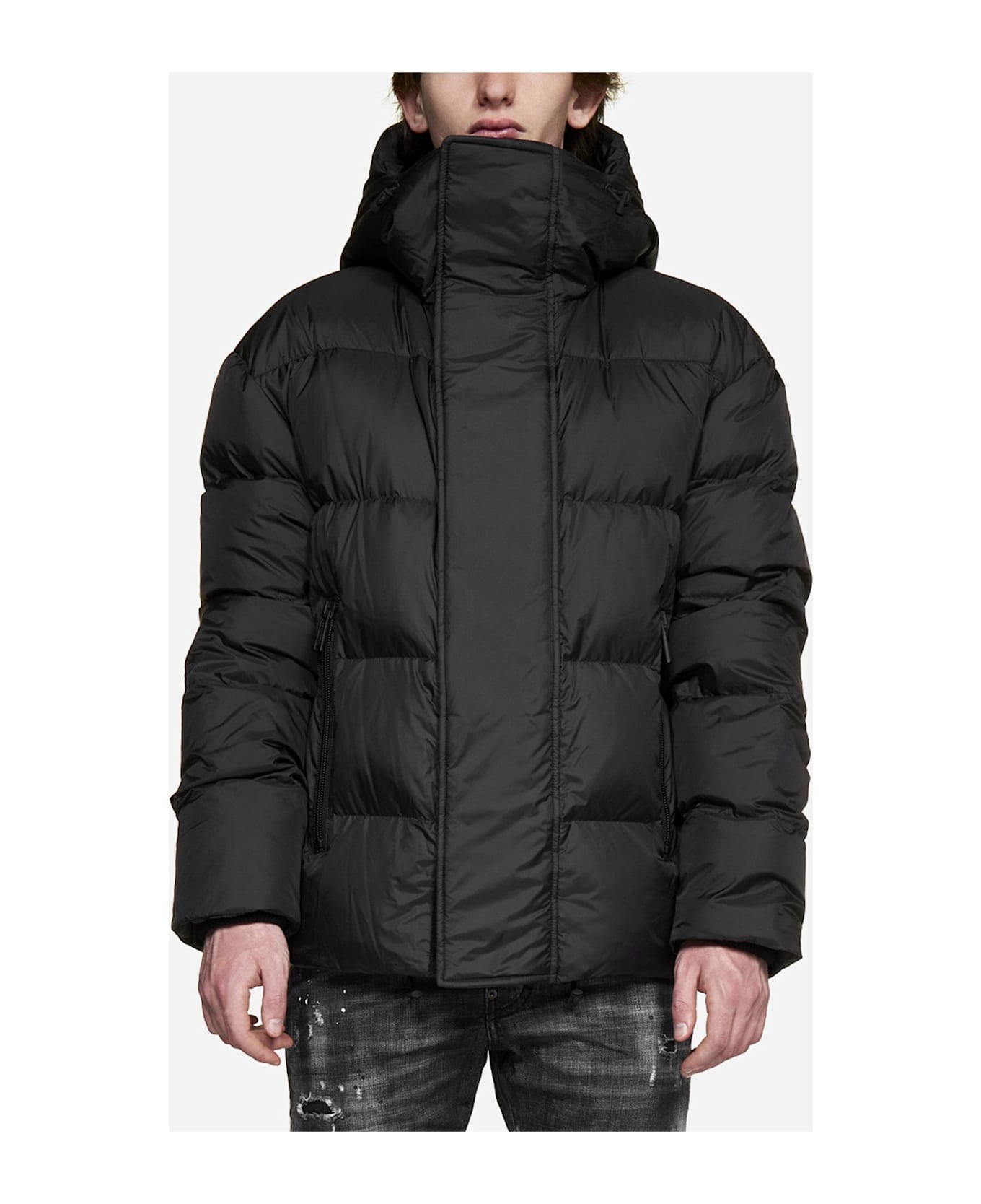 Dsquared2 Hooded Quilted Nylon Puffer Jacket Jacket - Nero