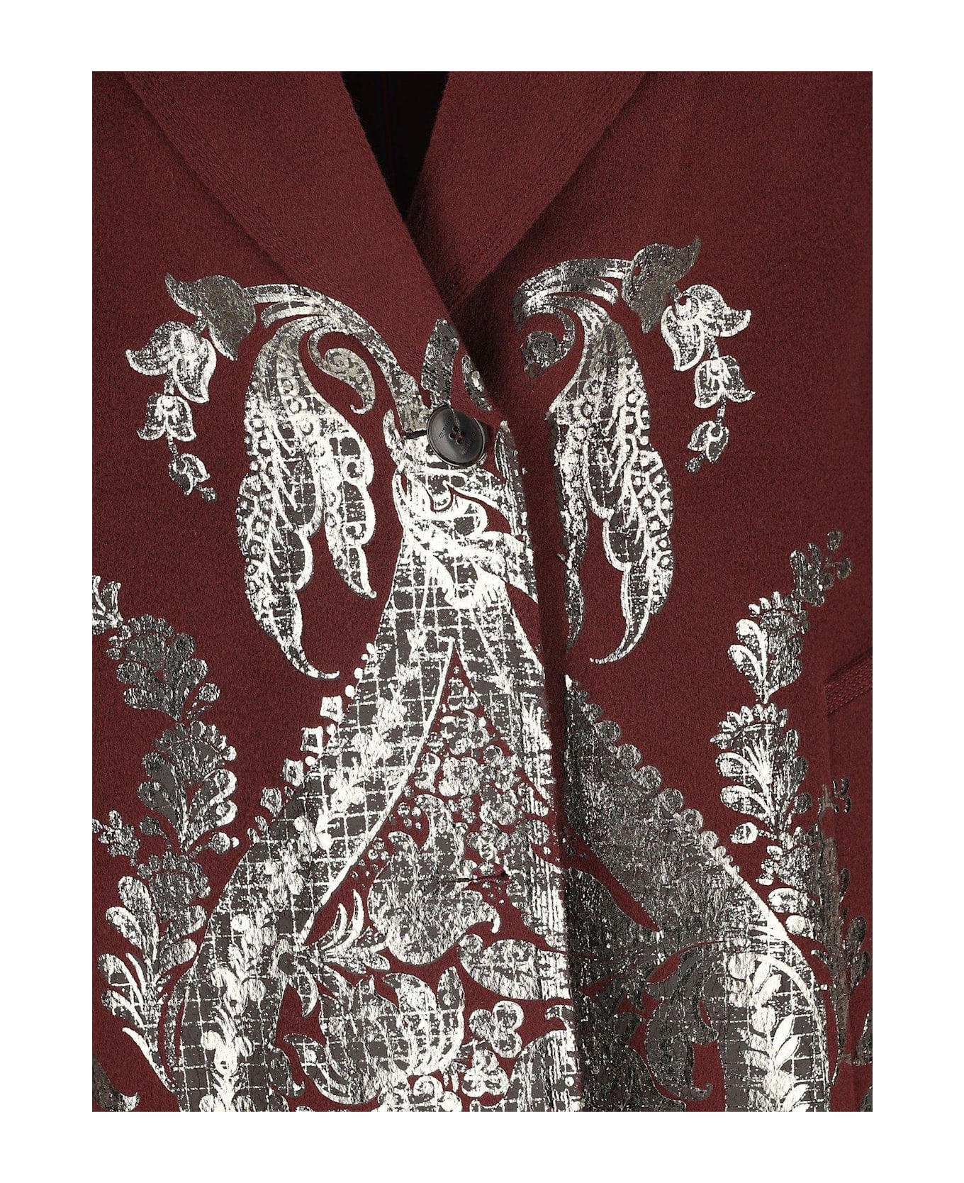 Etro Metallic Printed Single-breasted Coat - Purple