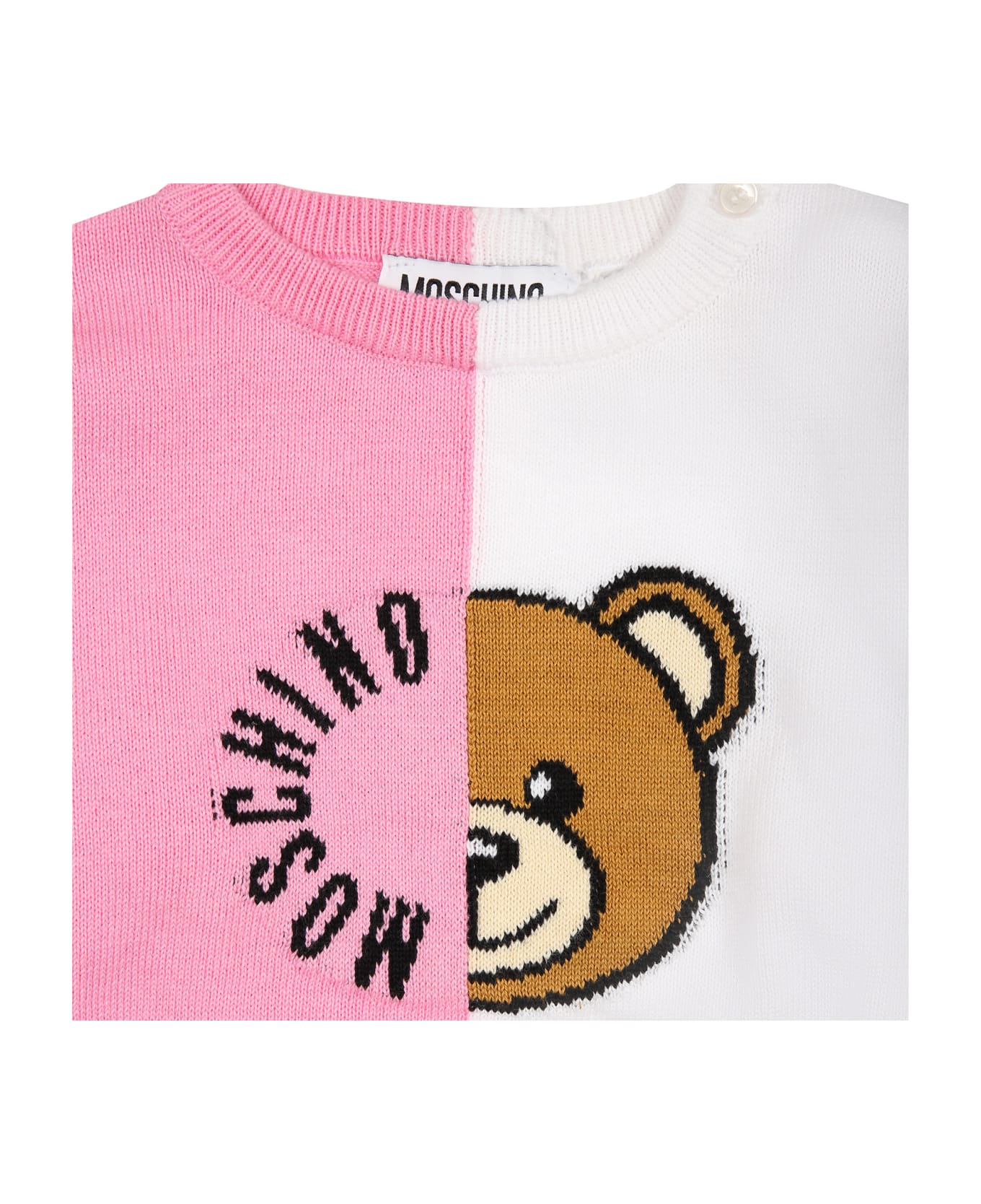 Moschino Multicolor Sweater For Baby Girl With Teddy Bear - Multicolor