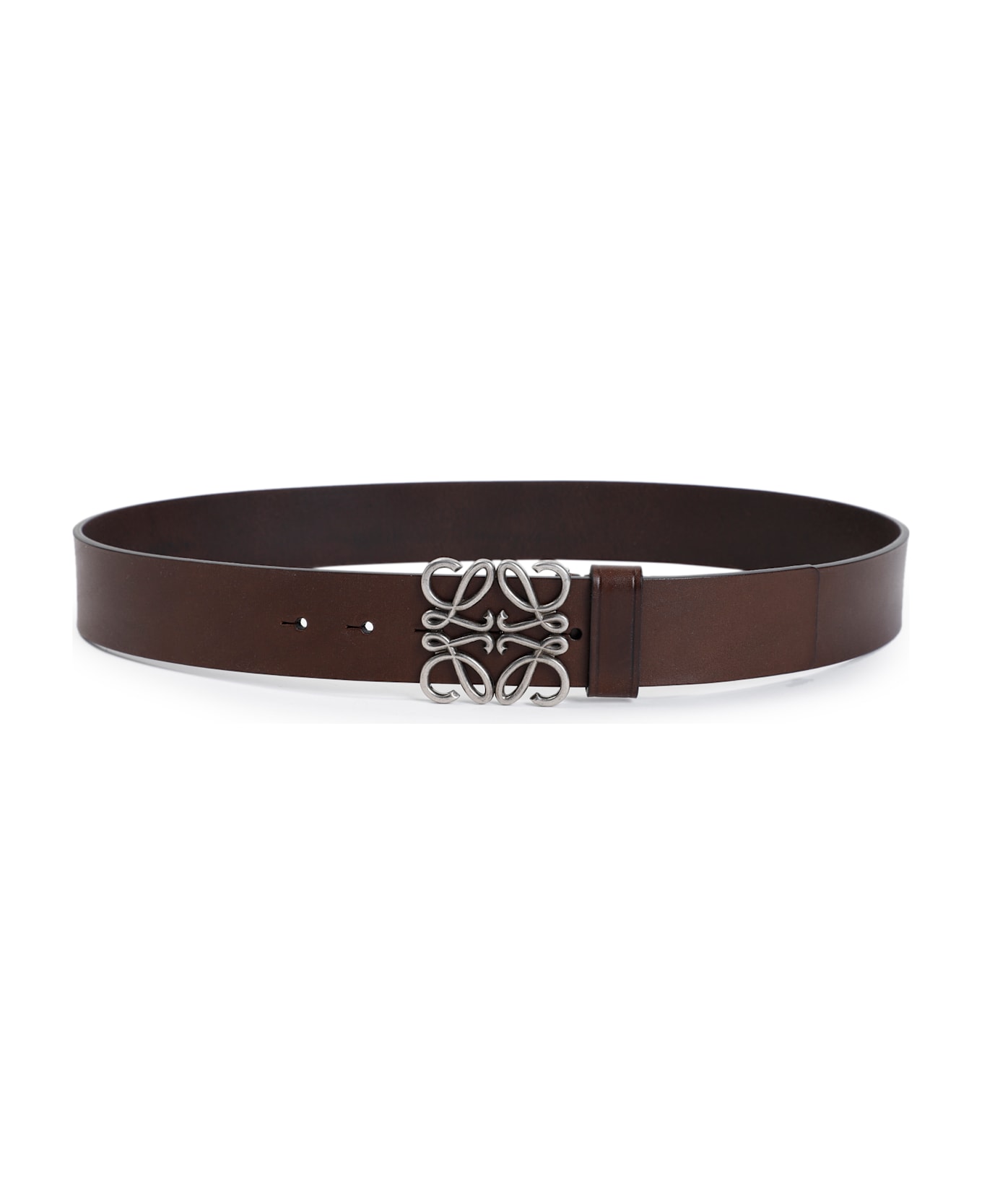 Loewe Chunky Anagram 4cm Belt - Dark Cigar Vintage Palladium