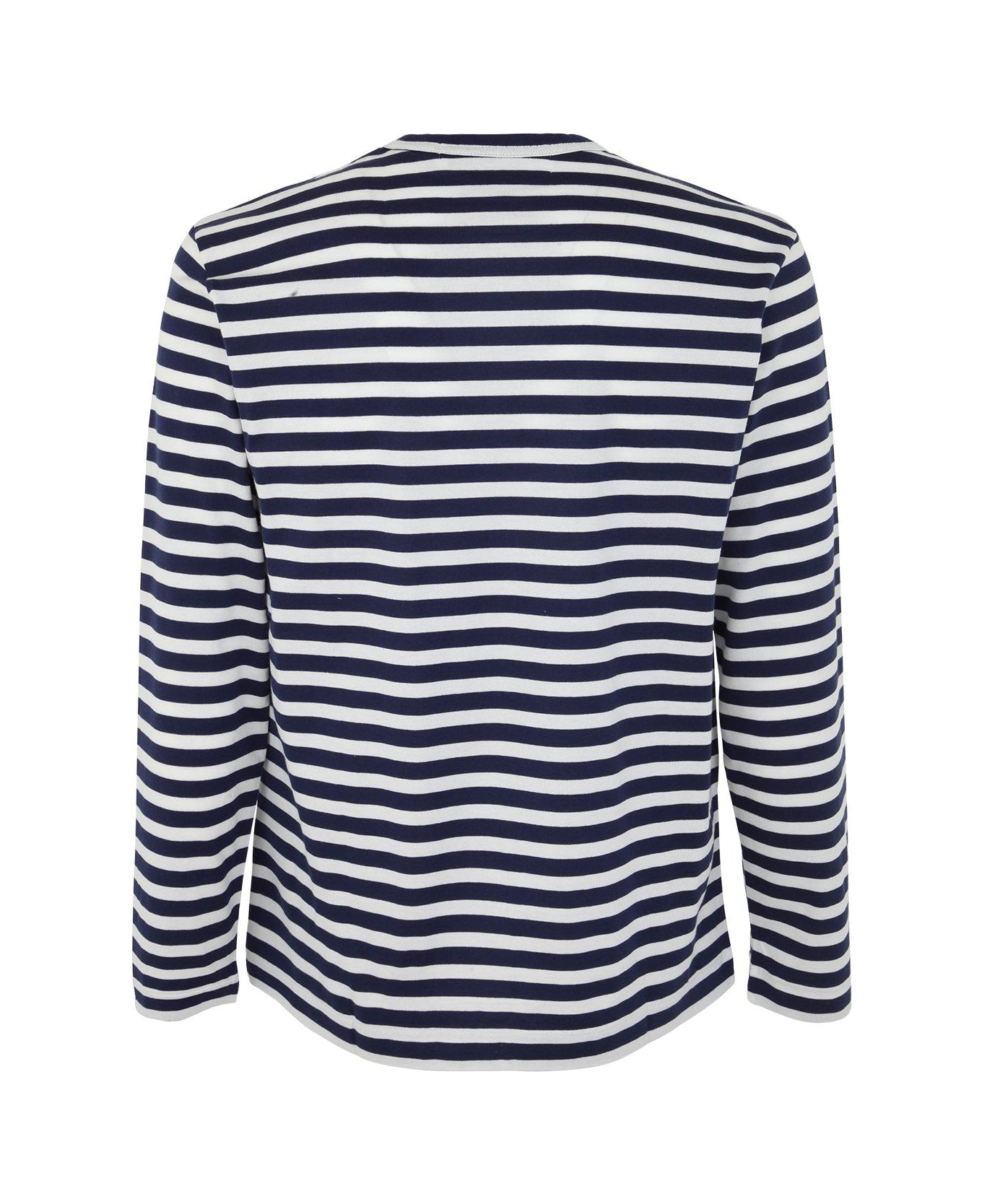 Comme des Garçons Play Comme Des Gar S Play Striped Logo Motif T-shirt - Bianco e Celeste