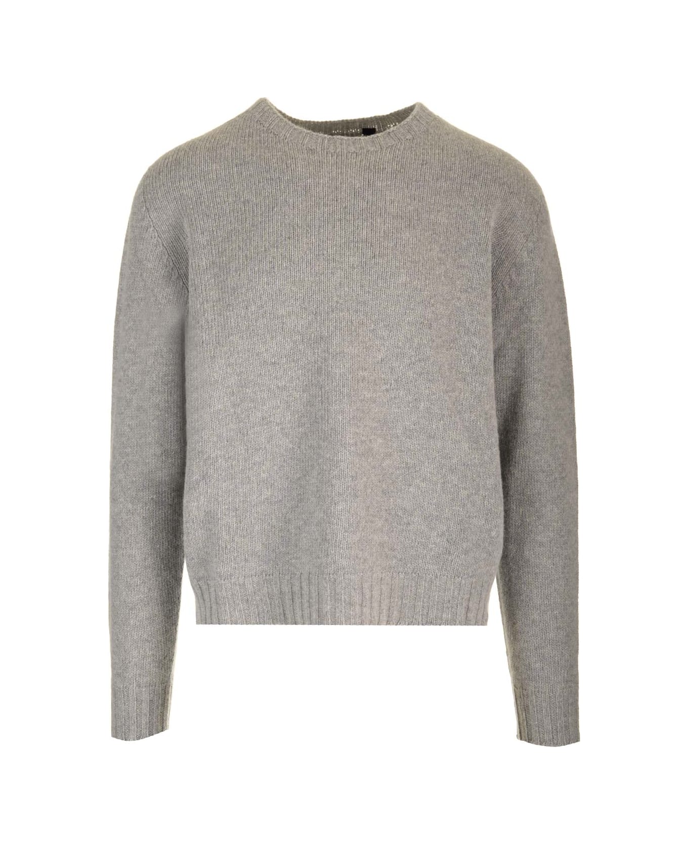 Palm Angels Wool Sweater With Curved Logo - grey