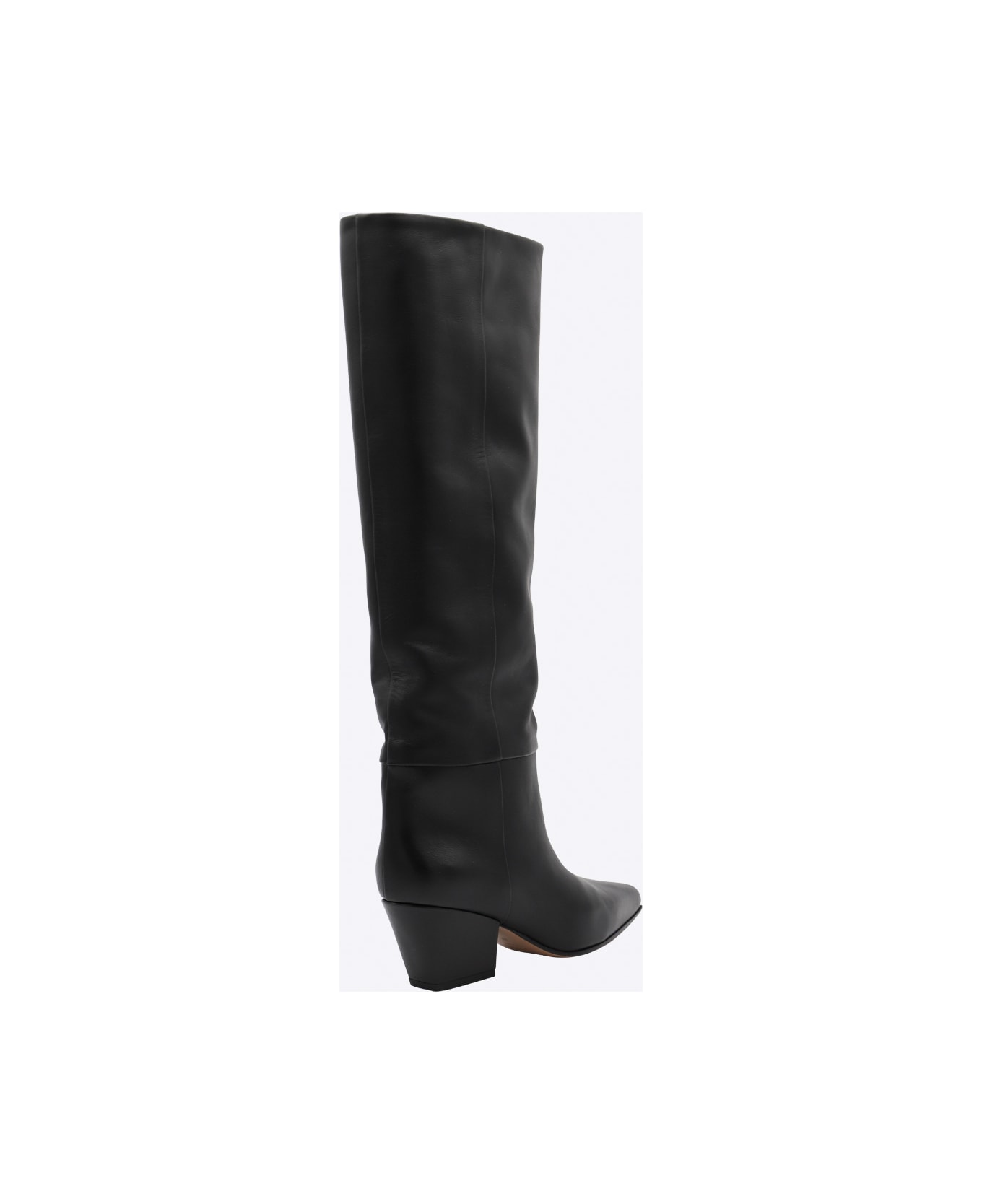 Paris Texas Black Leather Jane Boots - Black