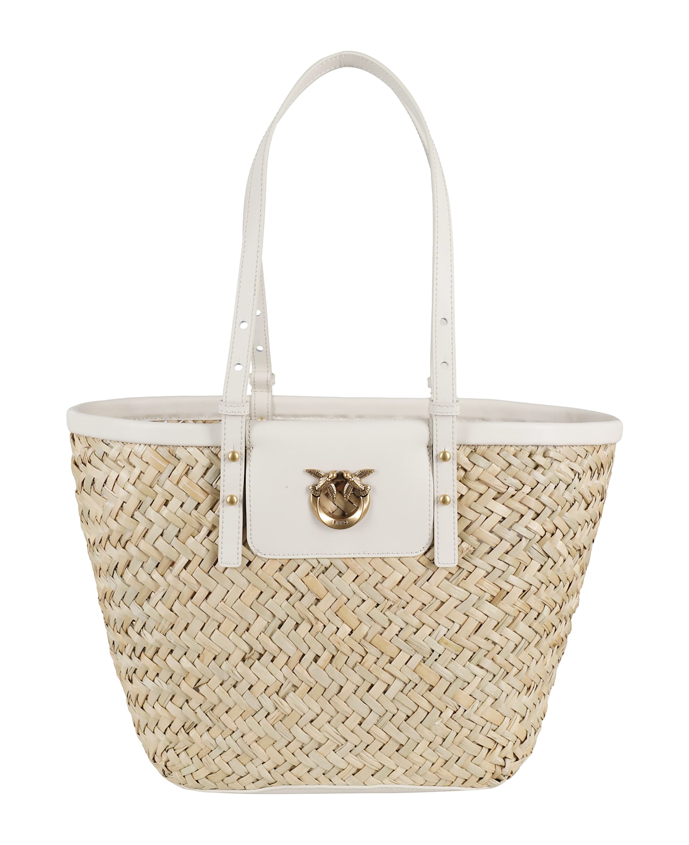 Pinko Love Summer Basket Bag - Q Bianco Seta\antique Gold