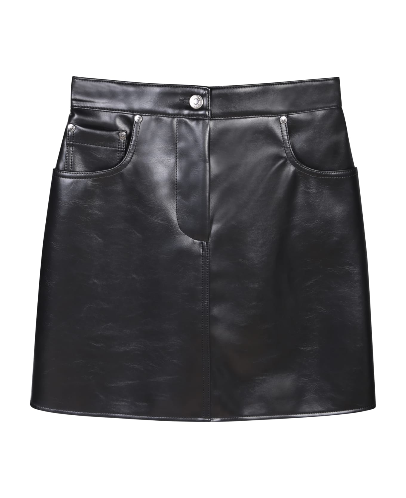 MSGM Faux-leather Black Mini Skirt - Black