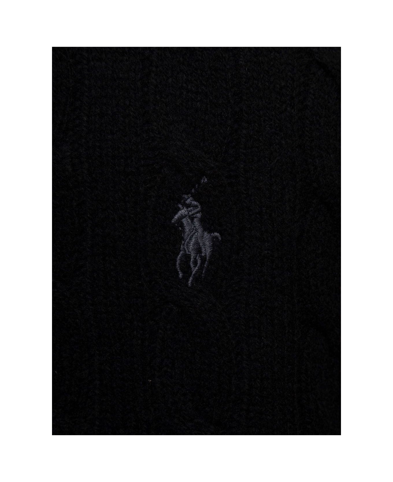 Polo Ralph Lauren Logo Embroidered High Neck Sweater - Black