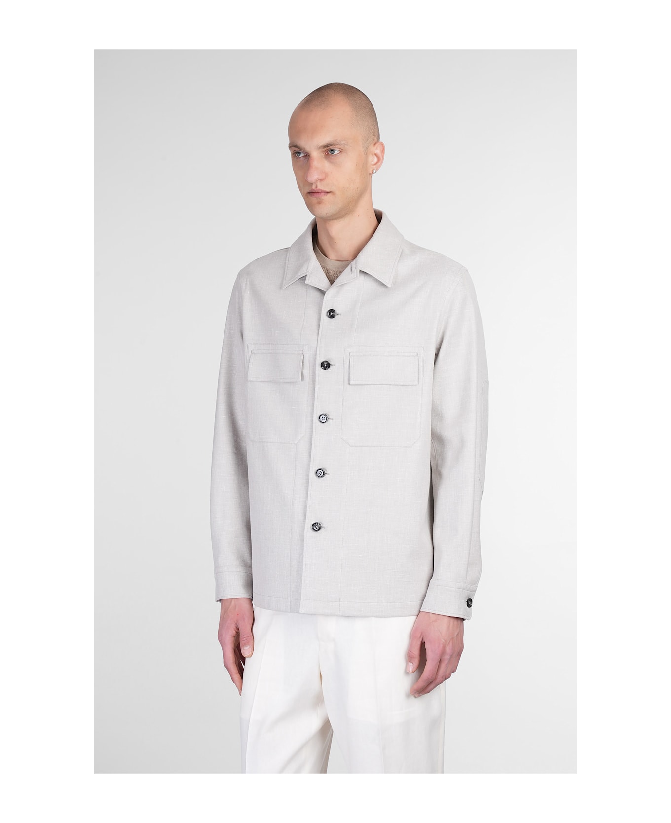 Zegna Casual Jacket In Beige Linen - beige