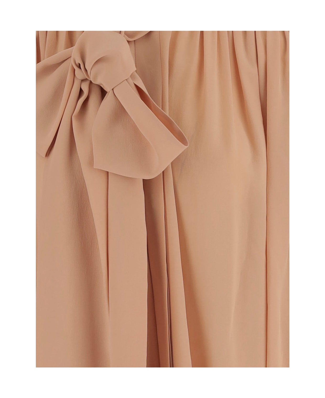Chloé Silk Blouse With Bow At The Neck - Beige