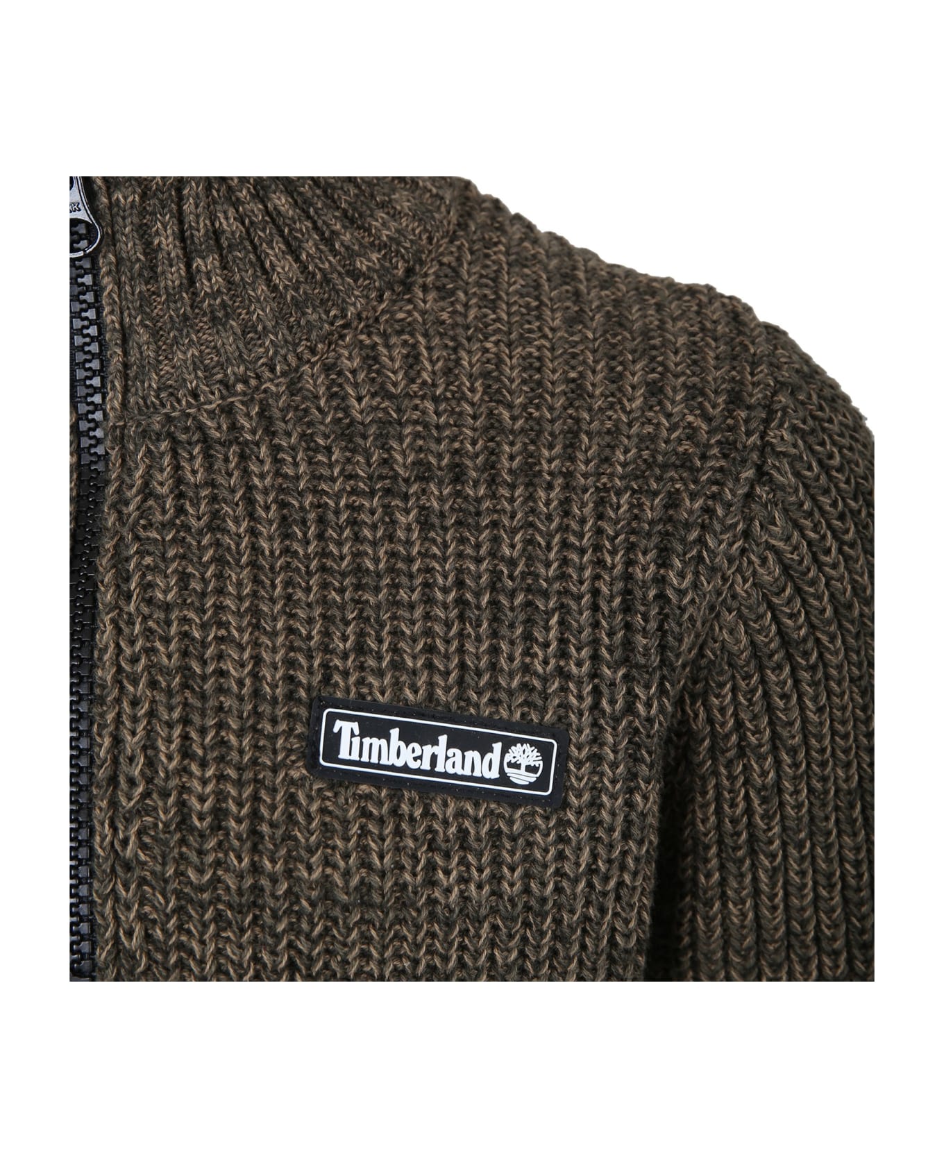 Timberland Green Sweater For Boy With Zip - Green