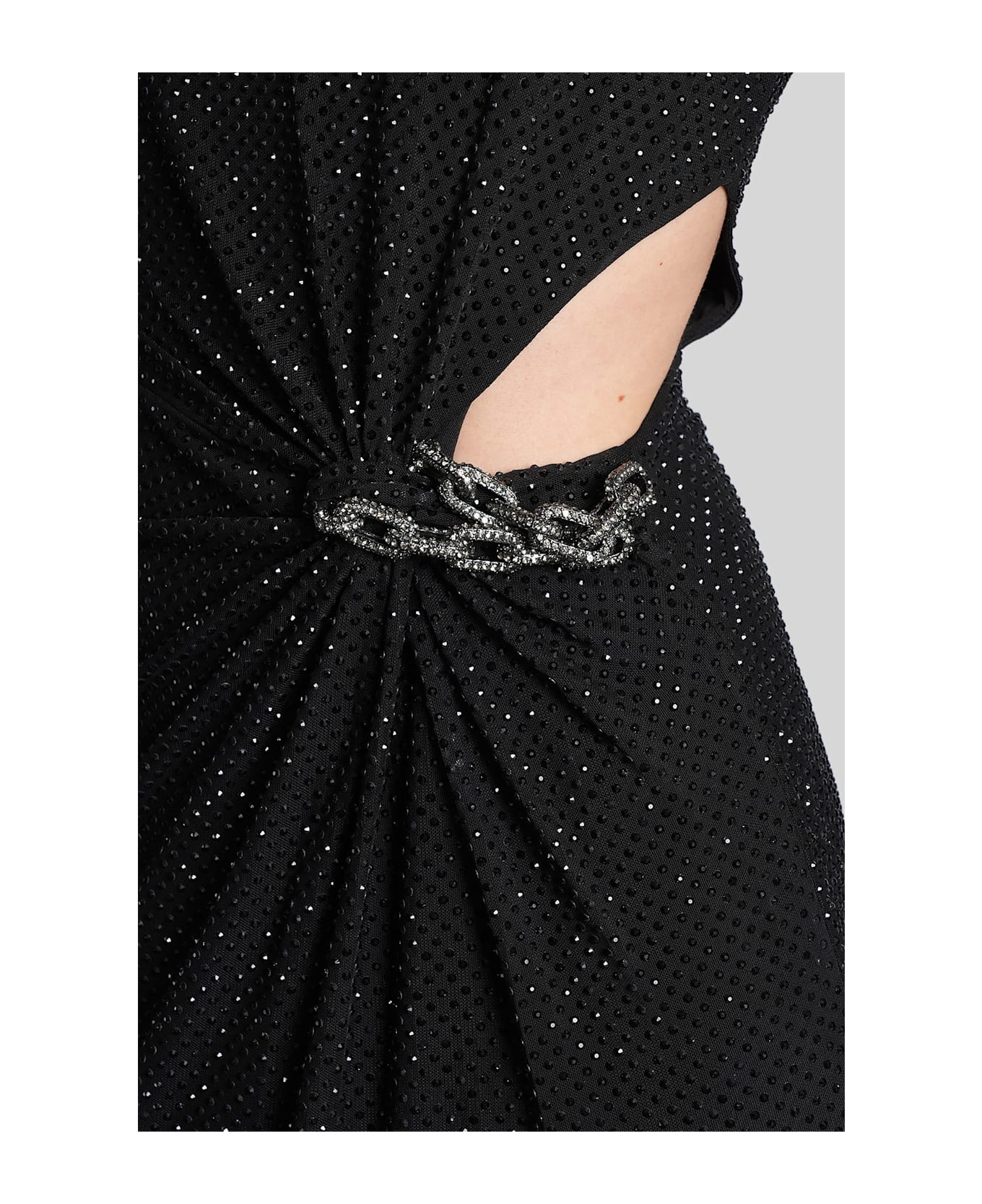 self-portrait Long Dress In Black Polyester - black