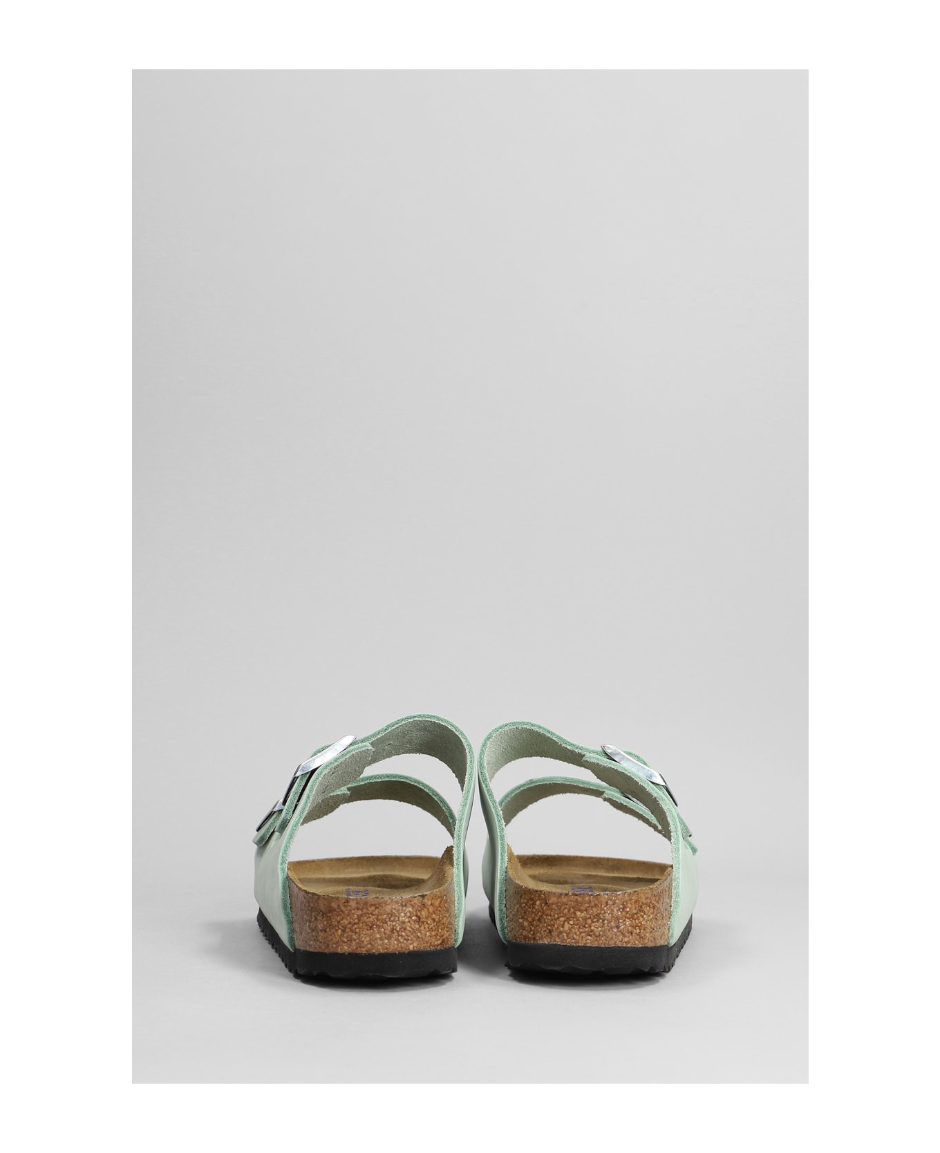 Birkenstock Arizona Sfb Flats In Green Leather - green