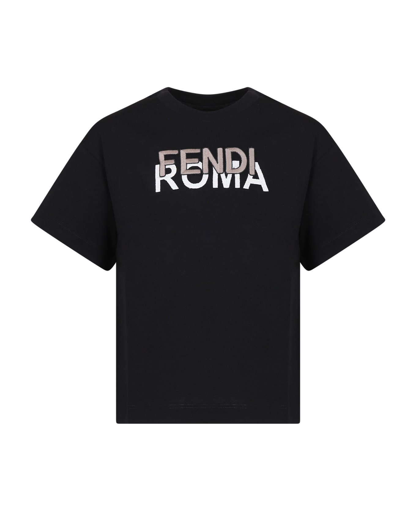 Fendi Black T-shirt With Logo For Kids | italist