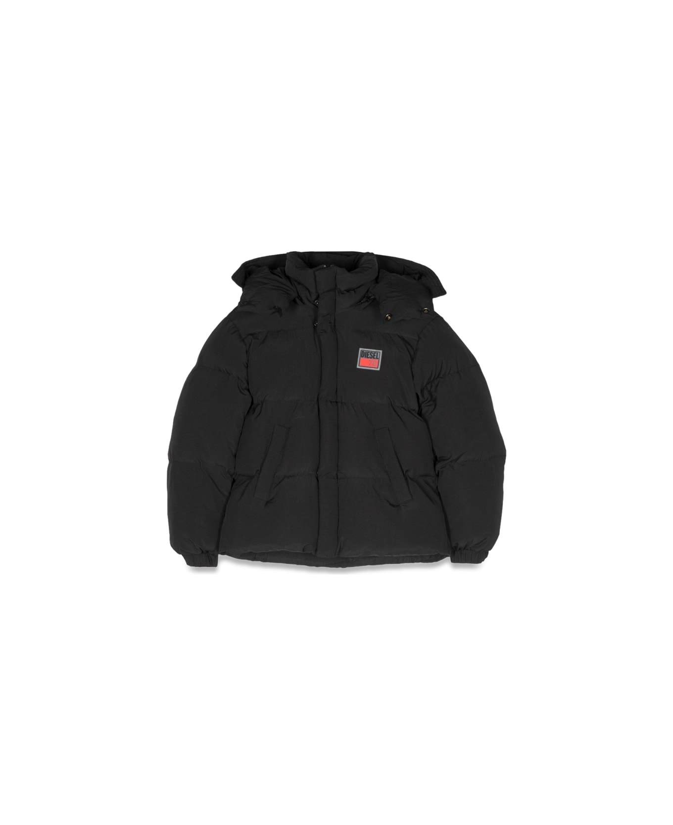 Diesel Down Jacket With Hood - BLACK コート＆ジャケット