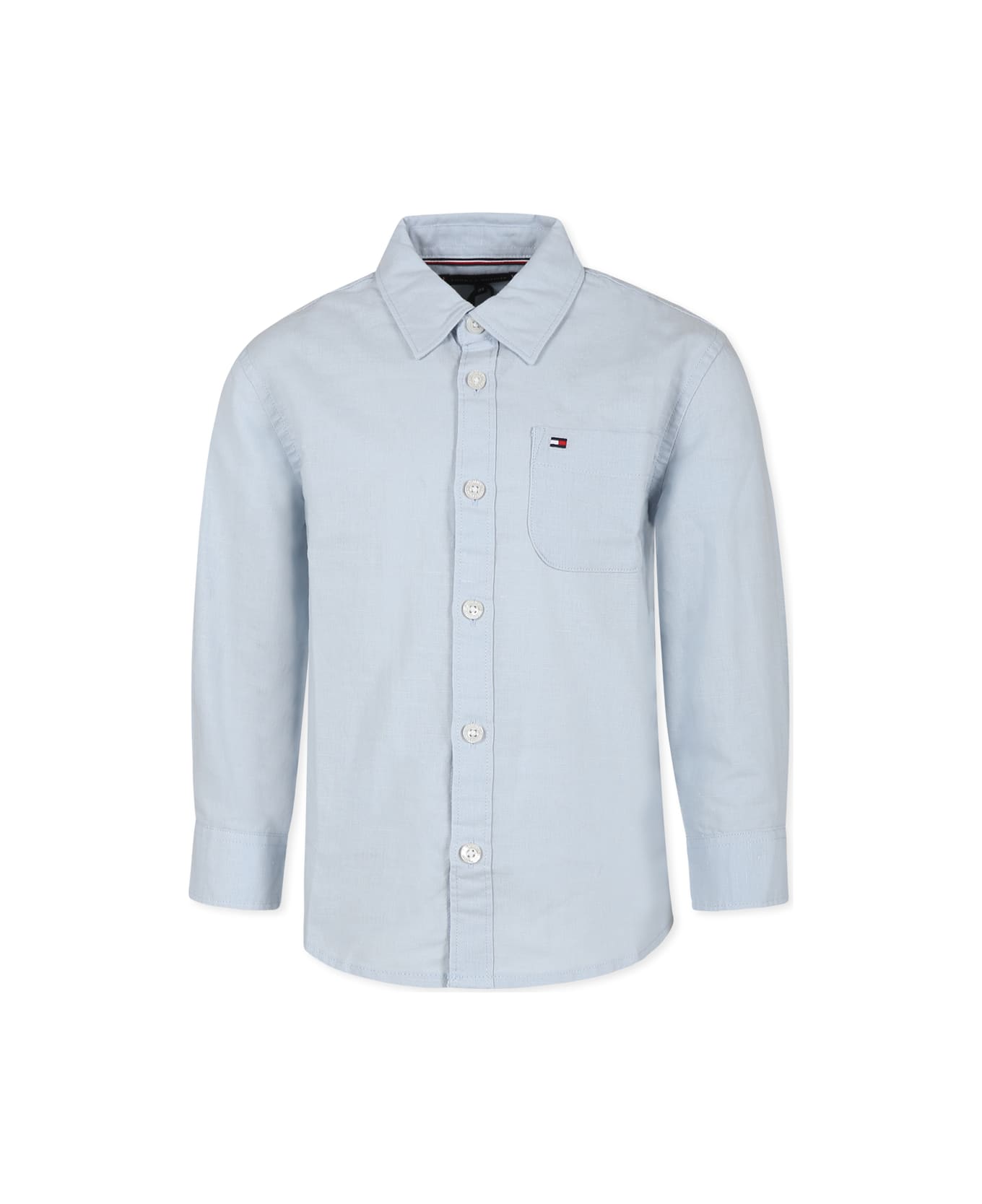Tommy Hilfiger Light Blue Shirt For Boy With Flag - Light Blue