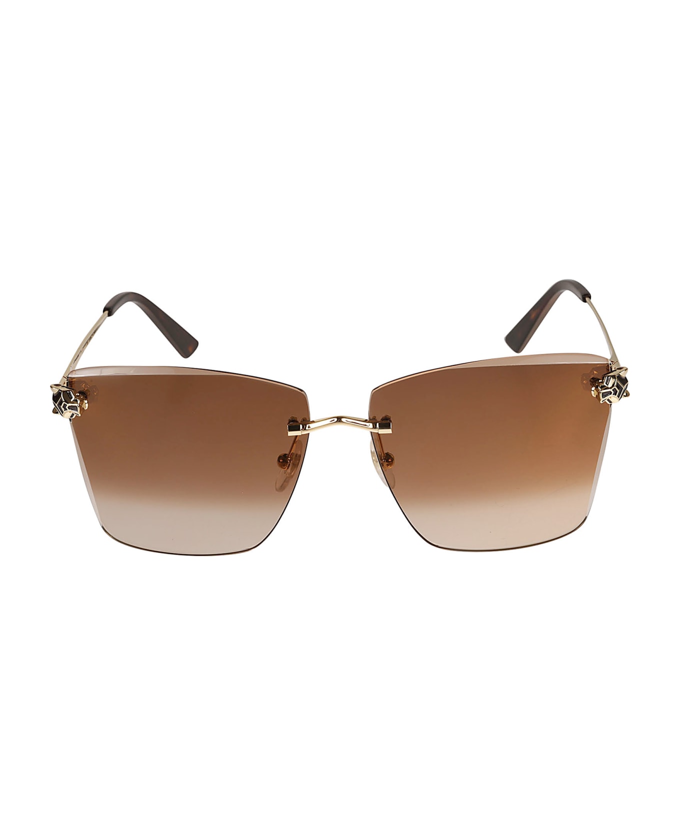 Cartier Eyewear Butterfly Square Sunglasses - Gold/Brown サングラス