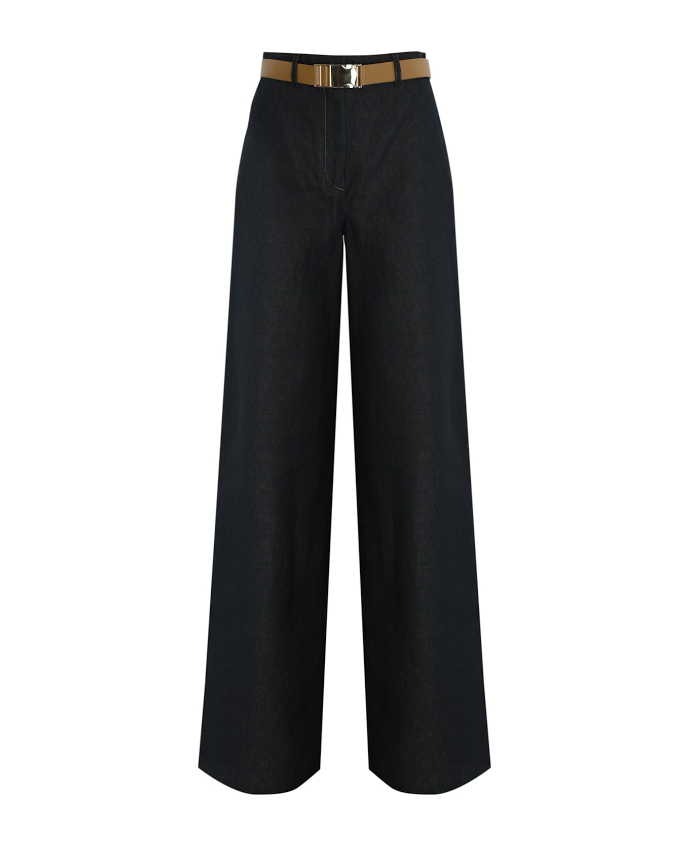 Murge Trousers In Cotton And Linen In Denim Blue - Thumbnail 2