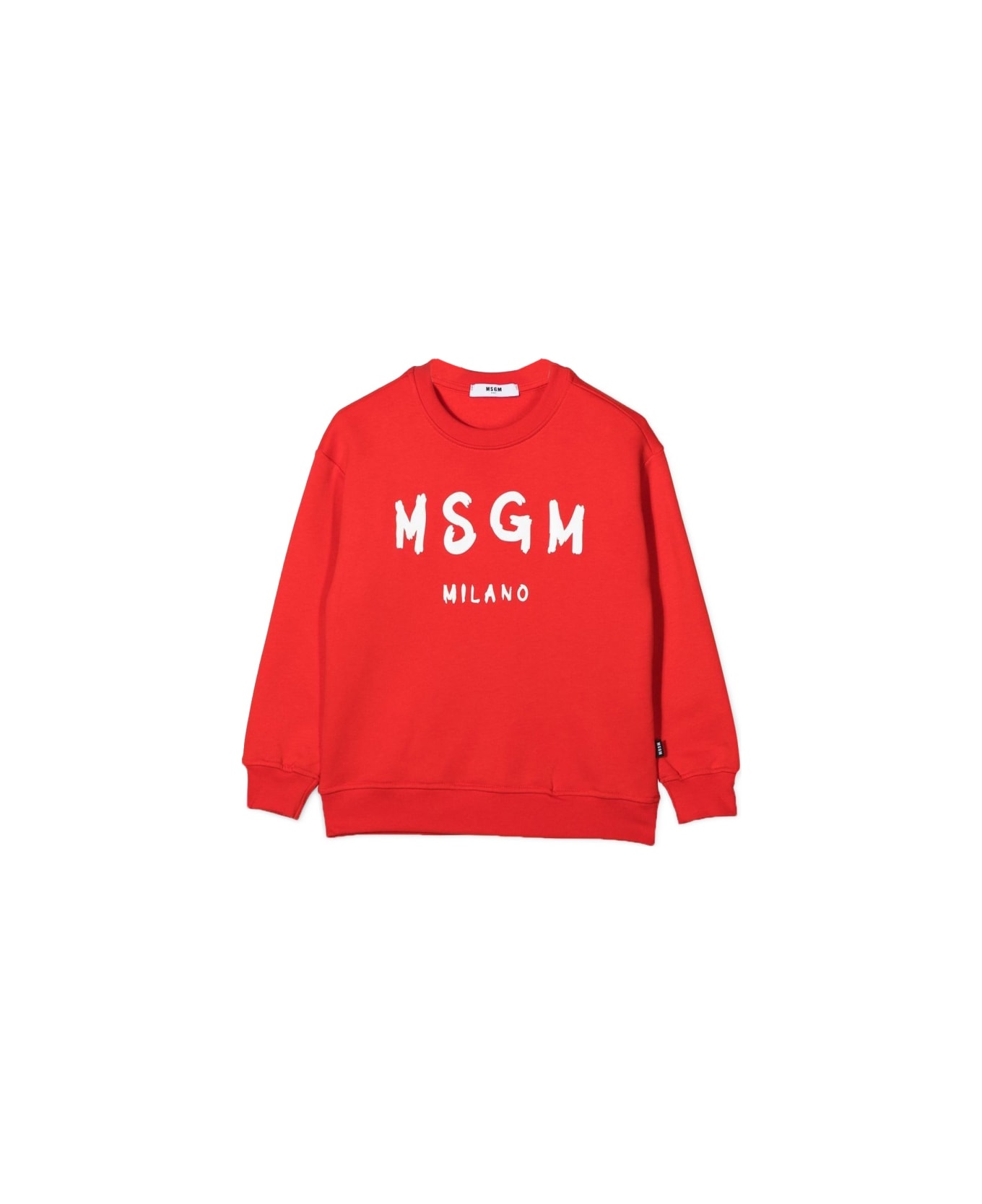 MSGM Sweatshirt Over Crew Neck And Logo - RED