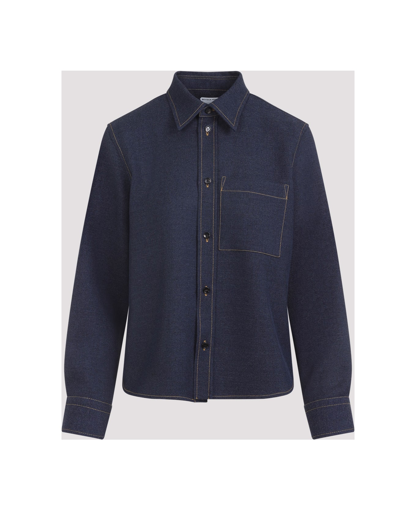 Bottega Veneta Wool Drill Shirt - Dark Indigo