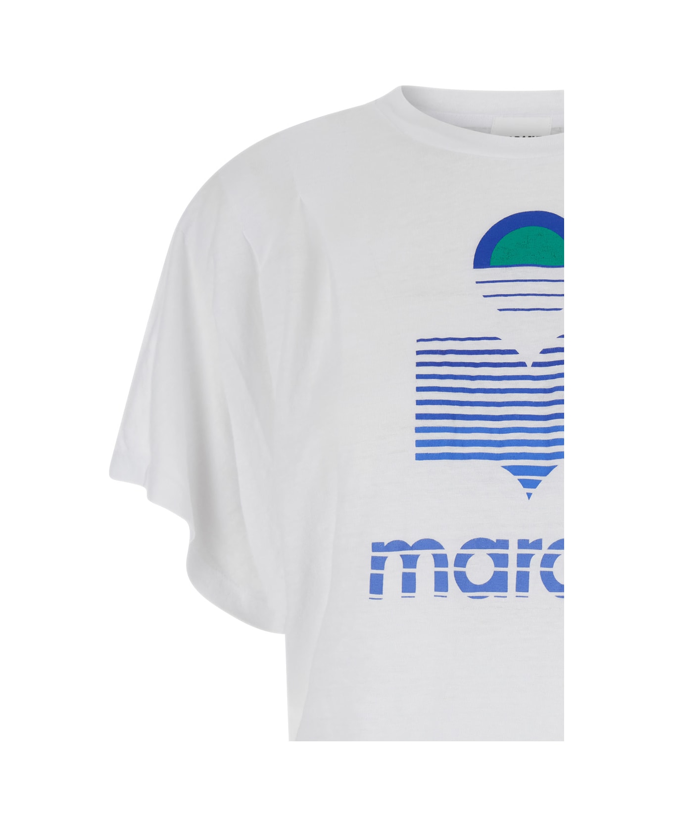 Marant Étoile 'kyanza' Linen Crop T-shirt With Logo - WHITE